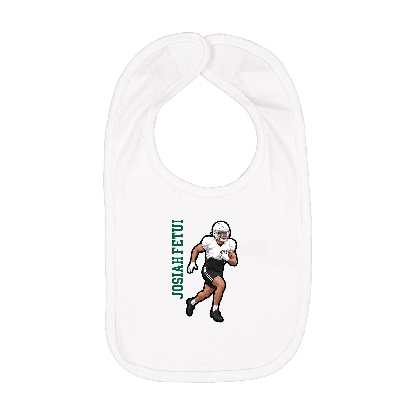 Infant Bib — Name Vertical in White