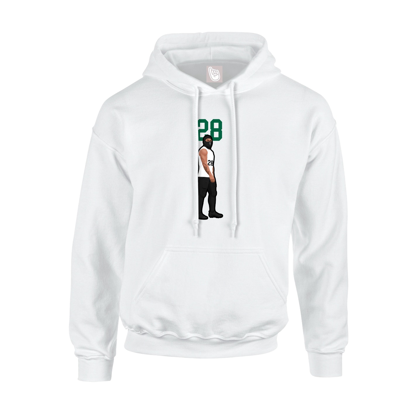 Youth Hoodie — Number Top in White