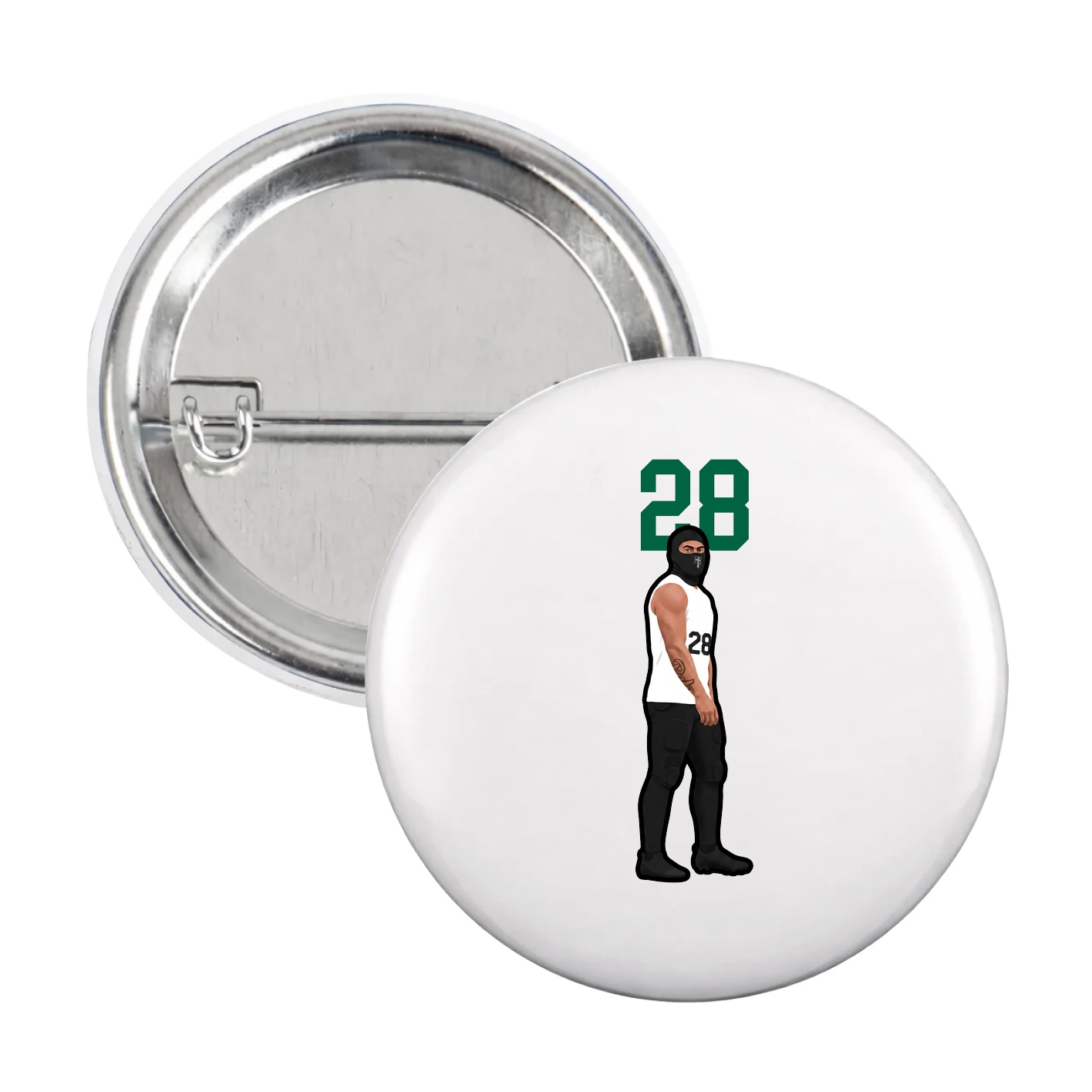 Game Day Button — Number Top in White