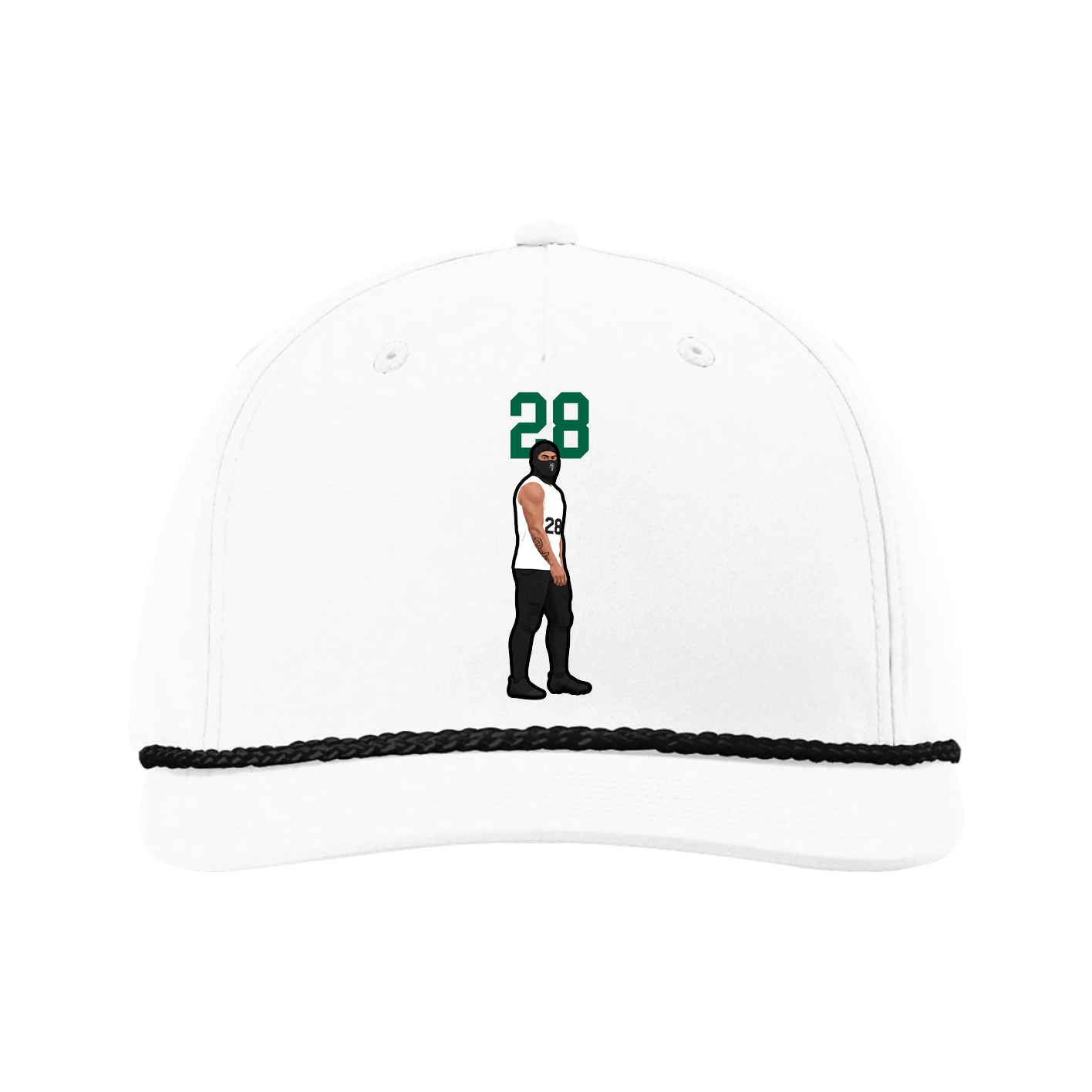 Five-Panel Classic Rope Cap — Number Top in White
