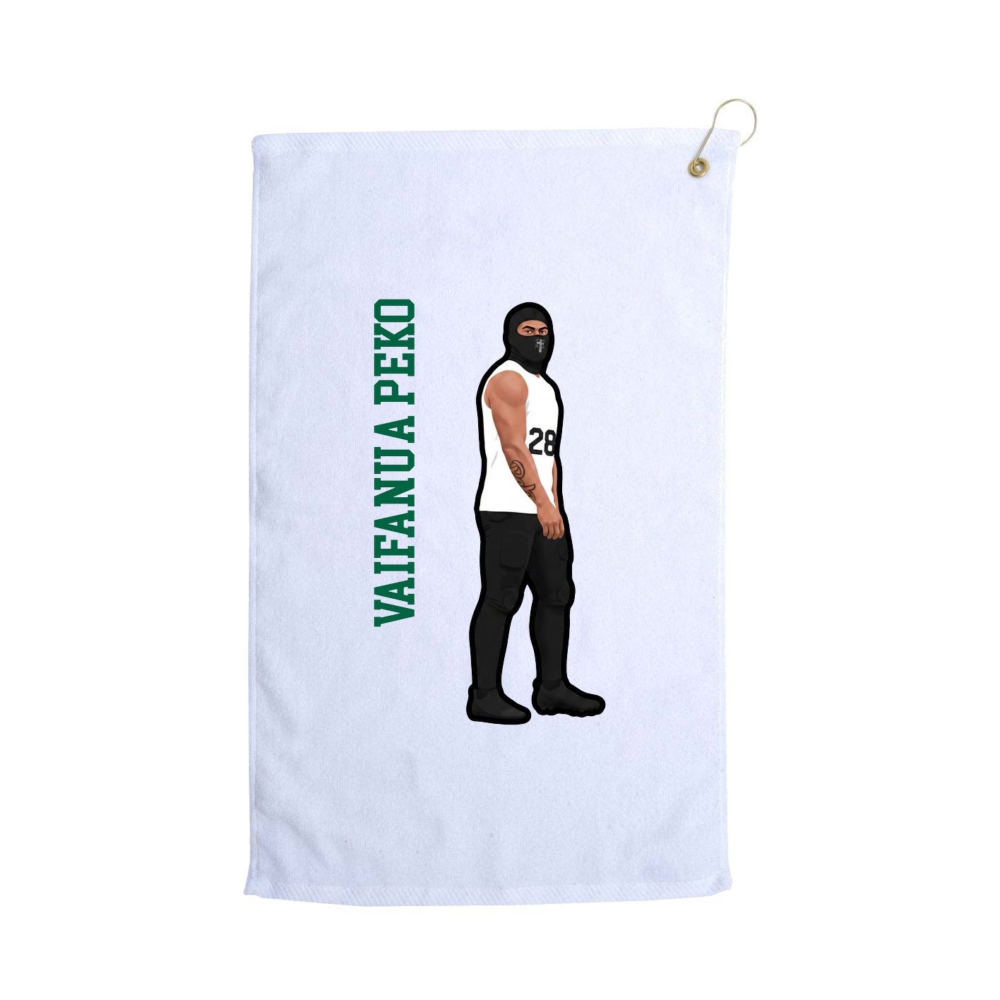 Golf Towel — Name Vertical in White
