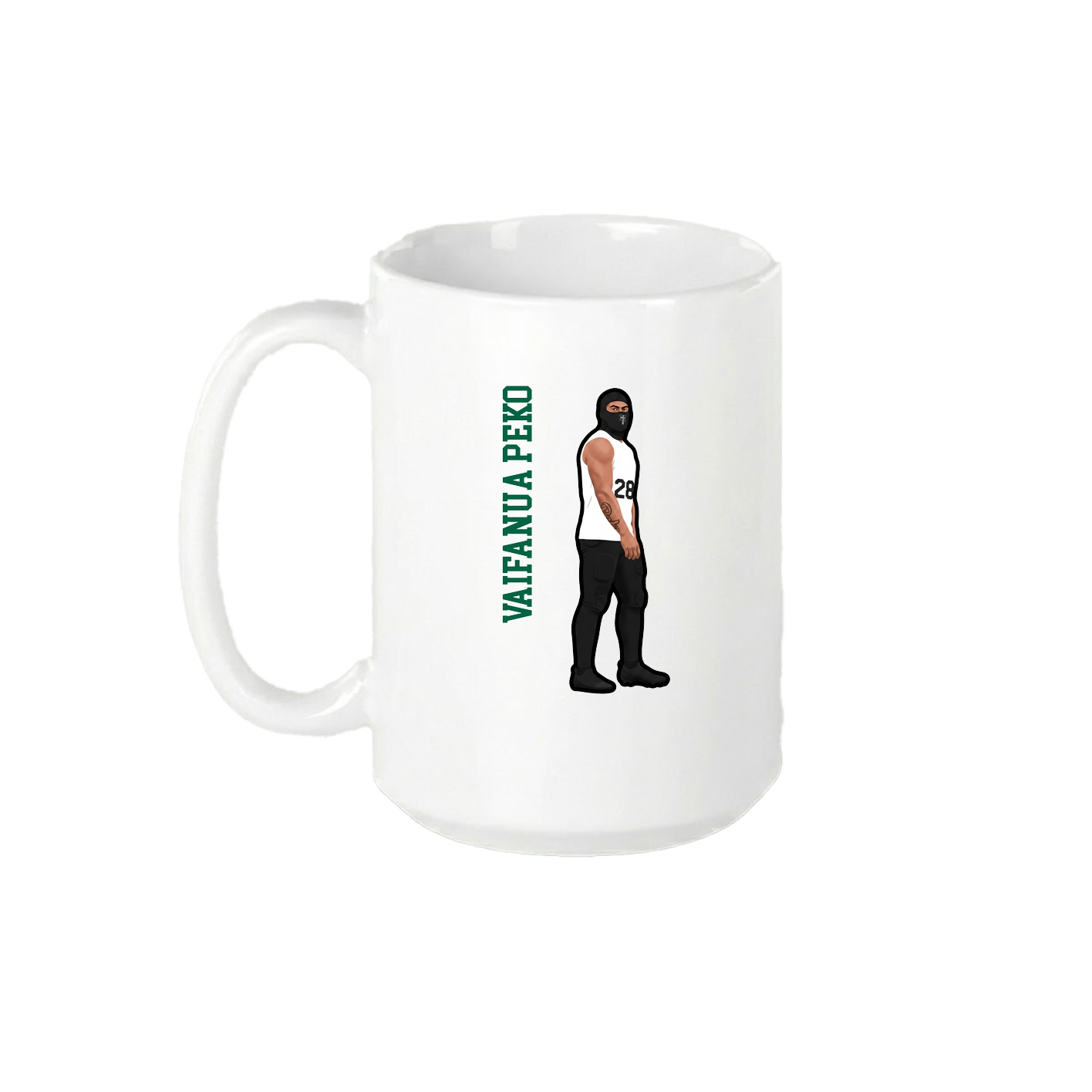 15oz Coffee Mug — Name Vertical in White