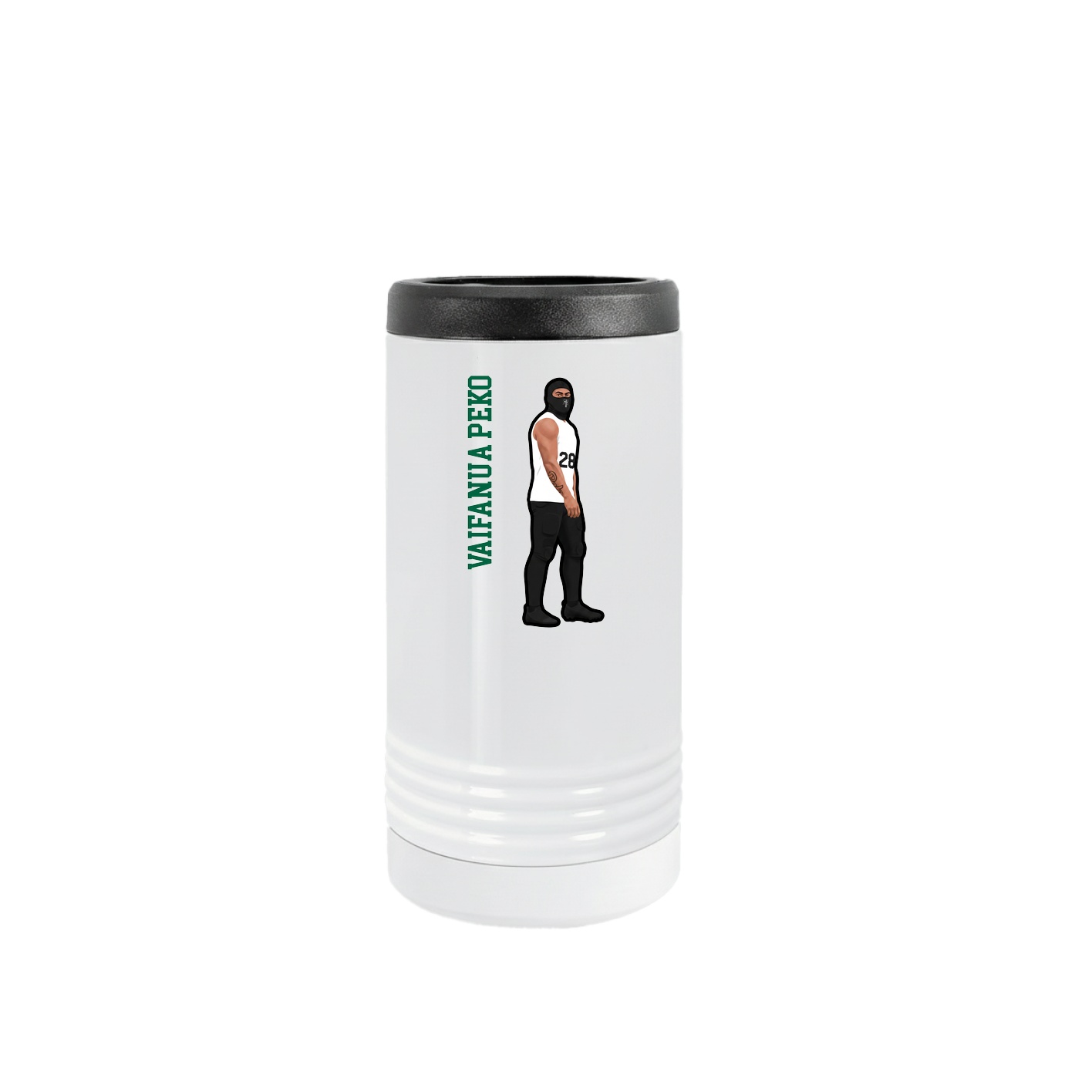 Slim Beverage Holder — Name Vertical in White