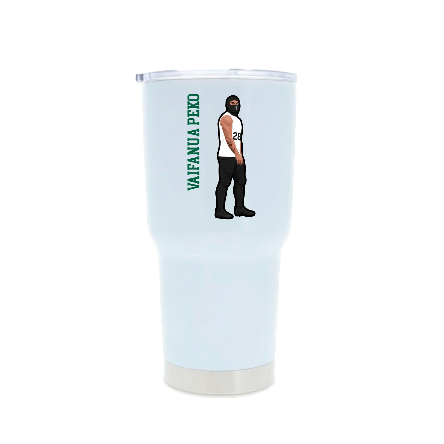 30oz Stainless Steel Tumbler — Name Vertical in White
