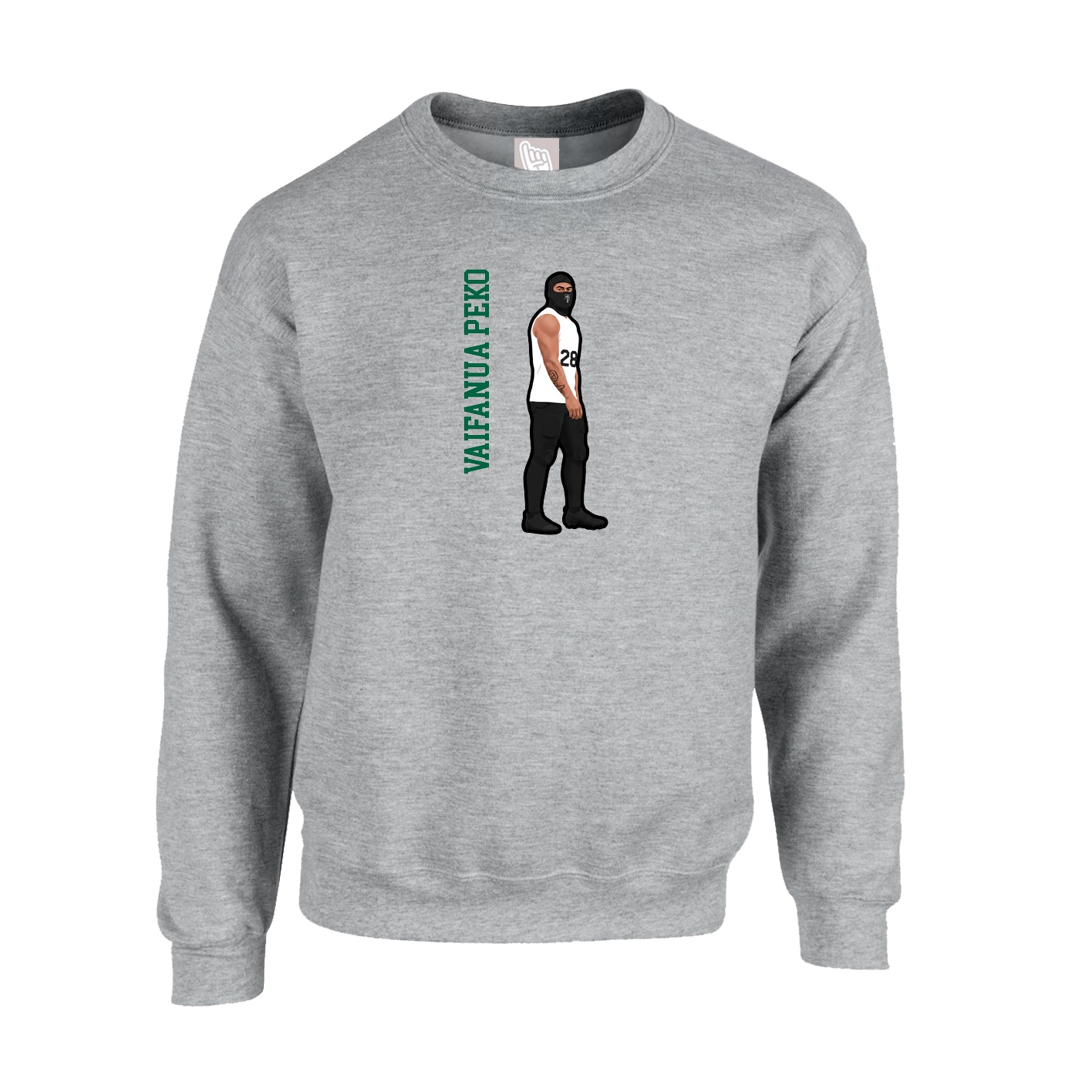 Fleece Crew — Name Vertical in Grey