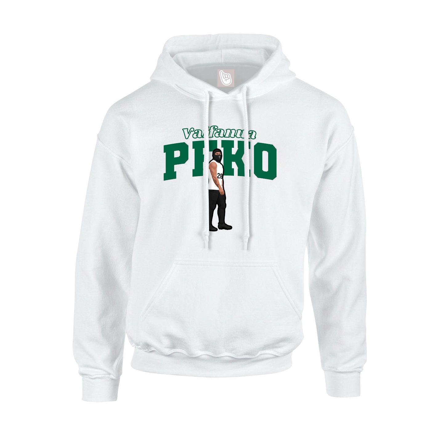 Youth Hoodie — Name Arch in White