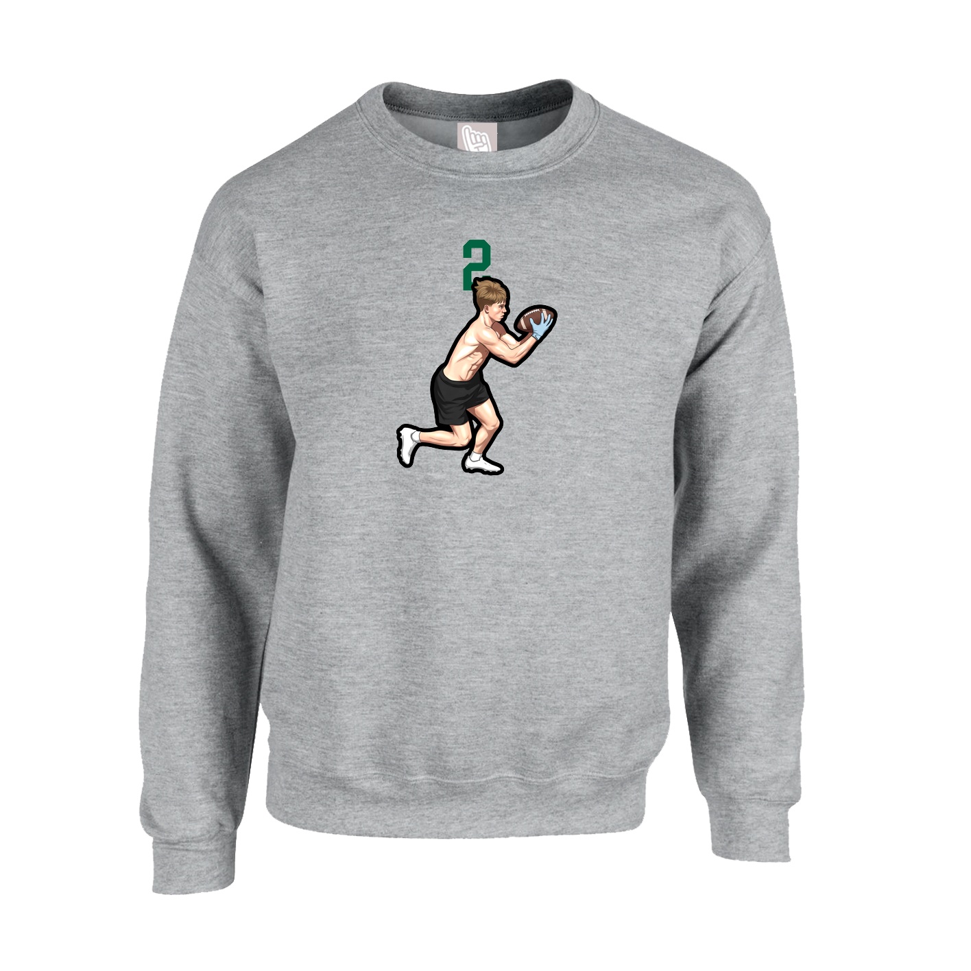 Fleece Crew — Number Top in Grey