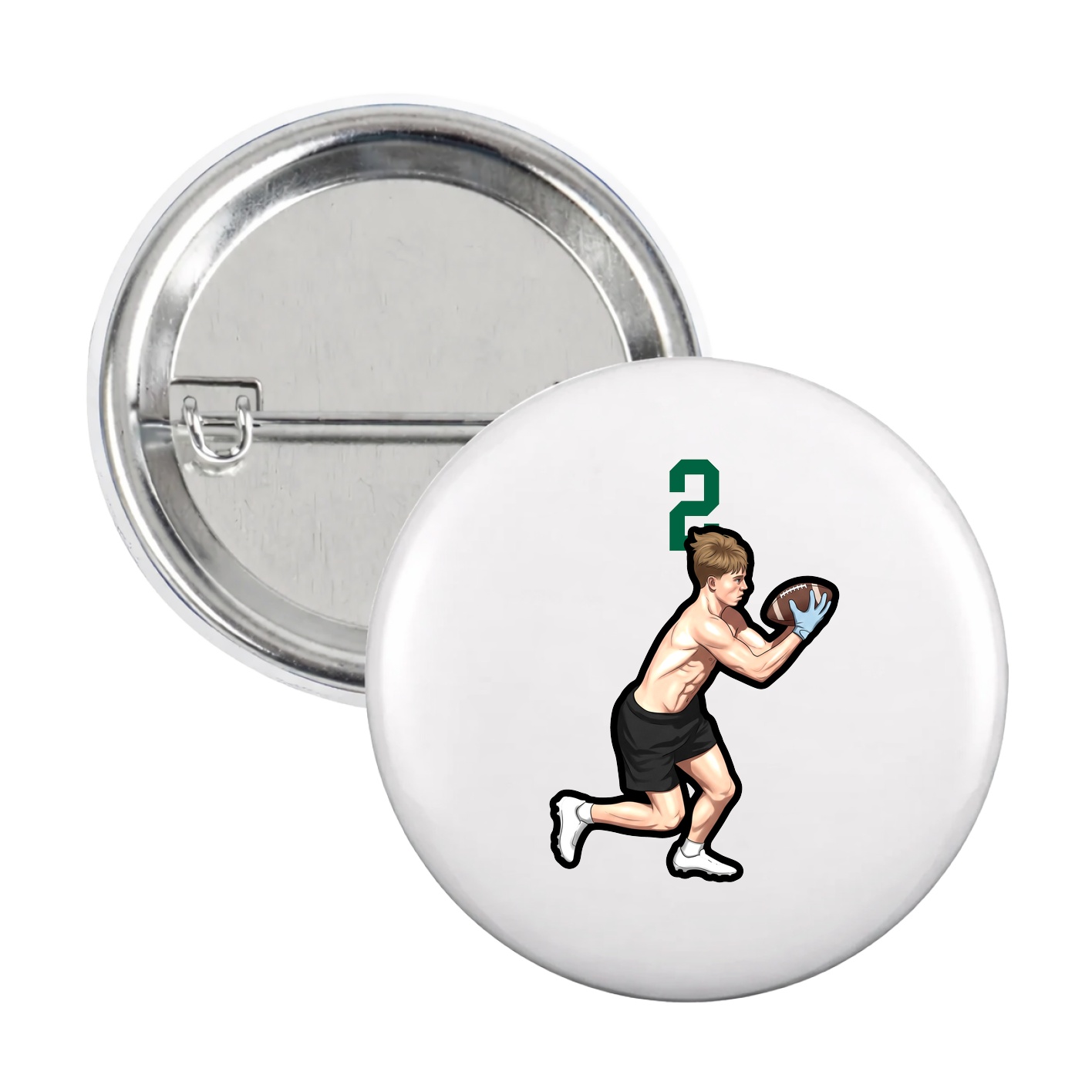 Game Day Button — Number Top in White