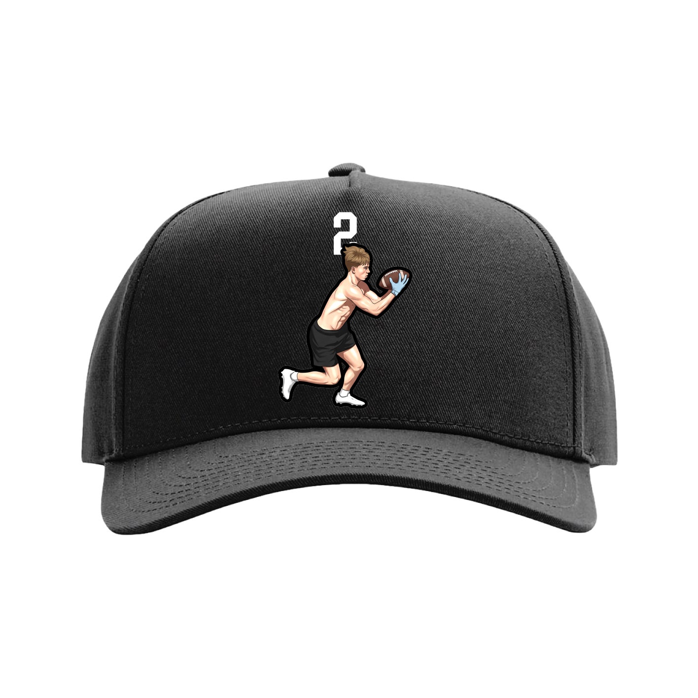 Full Fabric Five-Panel Champ Cap — Number Top in Black