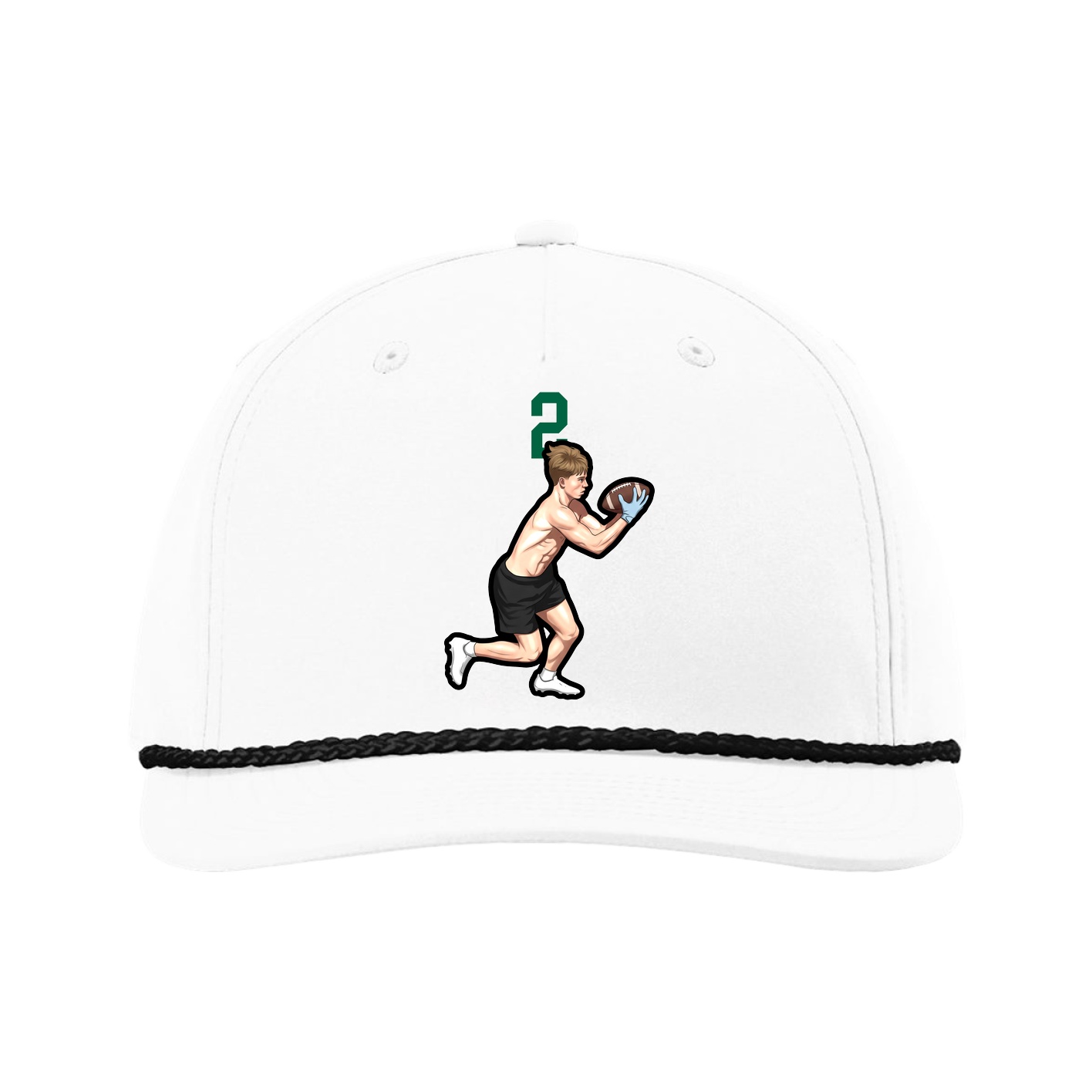 Five-Panel Classic Rope Cap — Number Top in White
