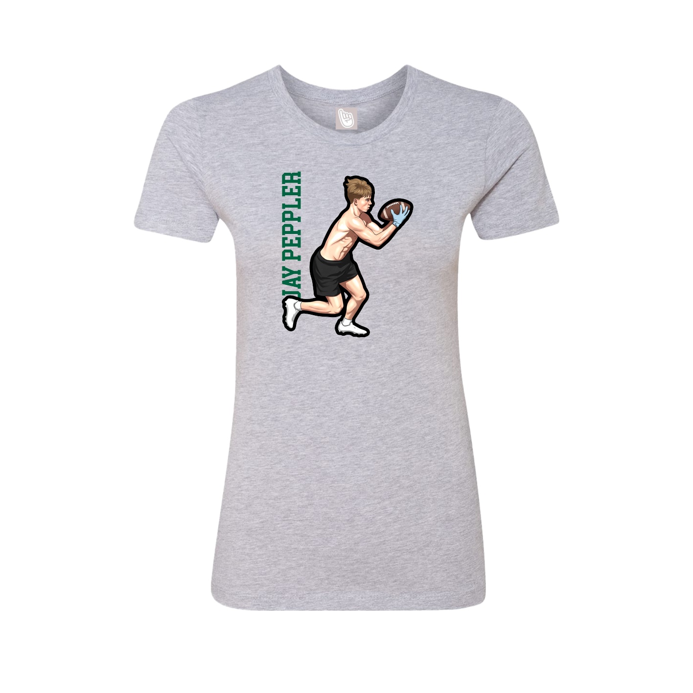 Fitted Women's Tee — Name Vertical in Grey