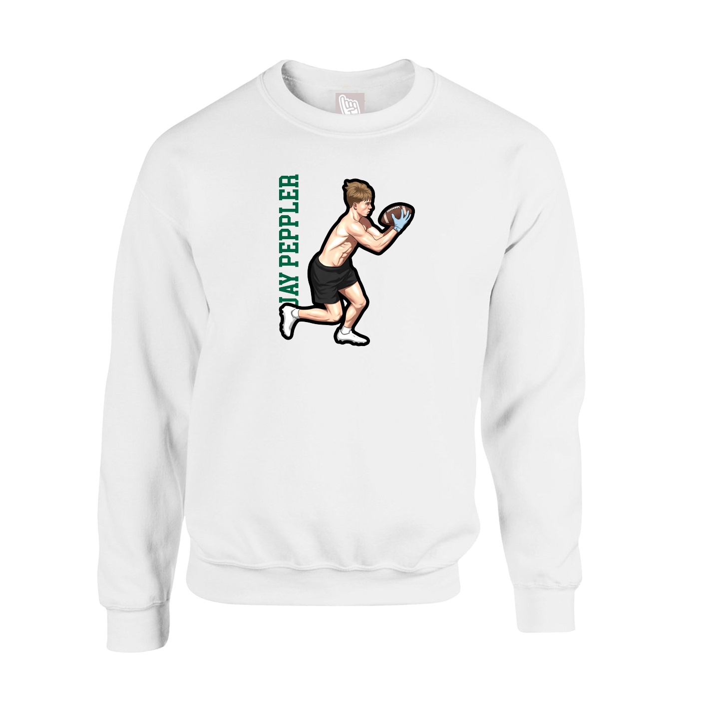 Fleece Crew — Name Vertical in White