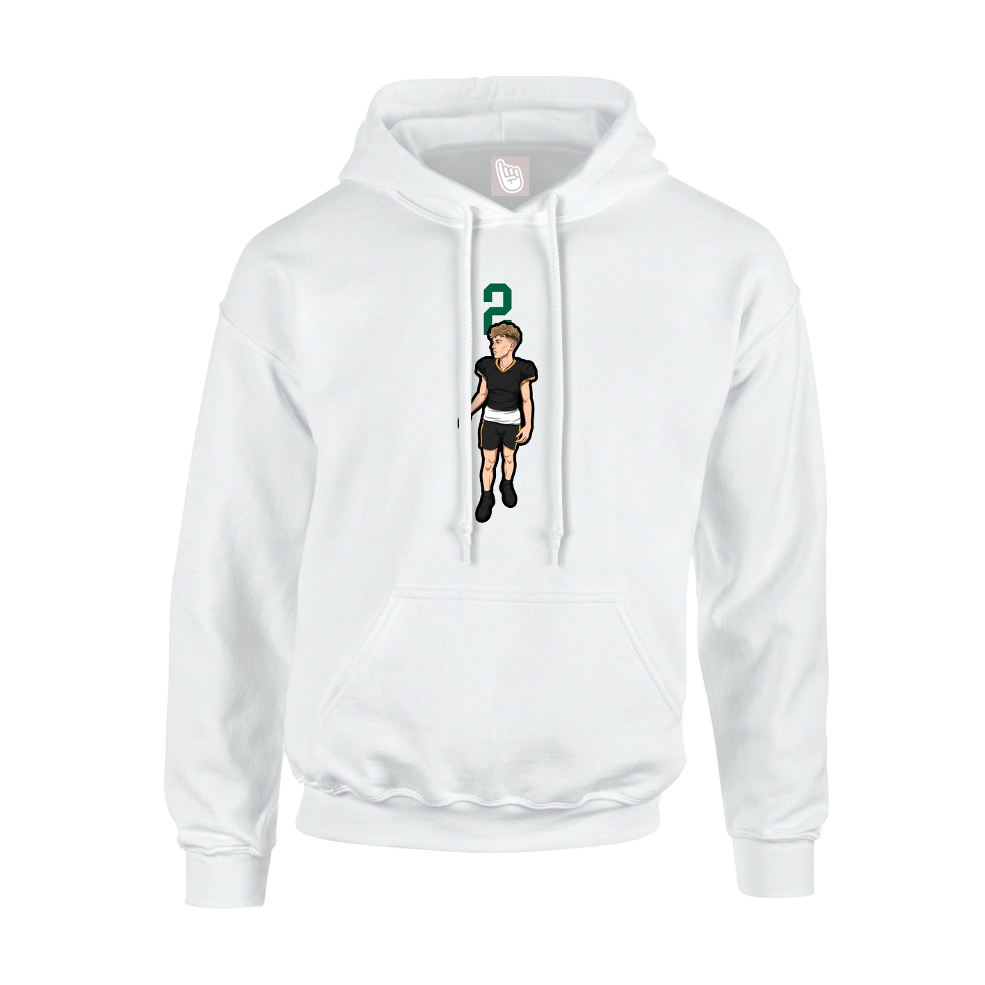 Youth Hoodie — Number Top in White