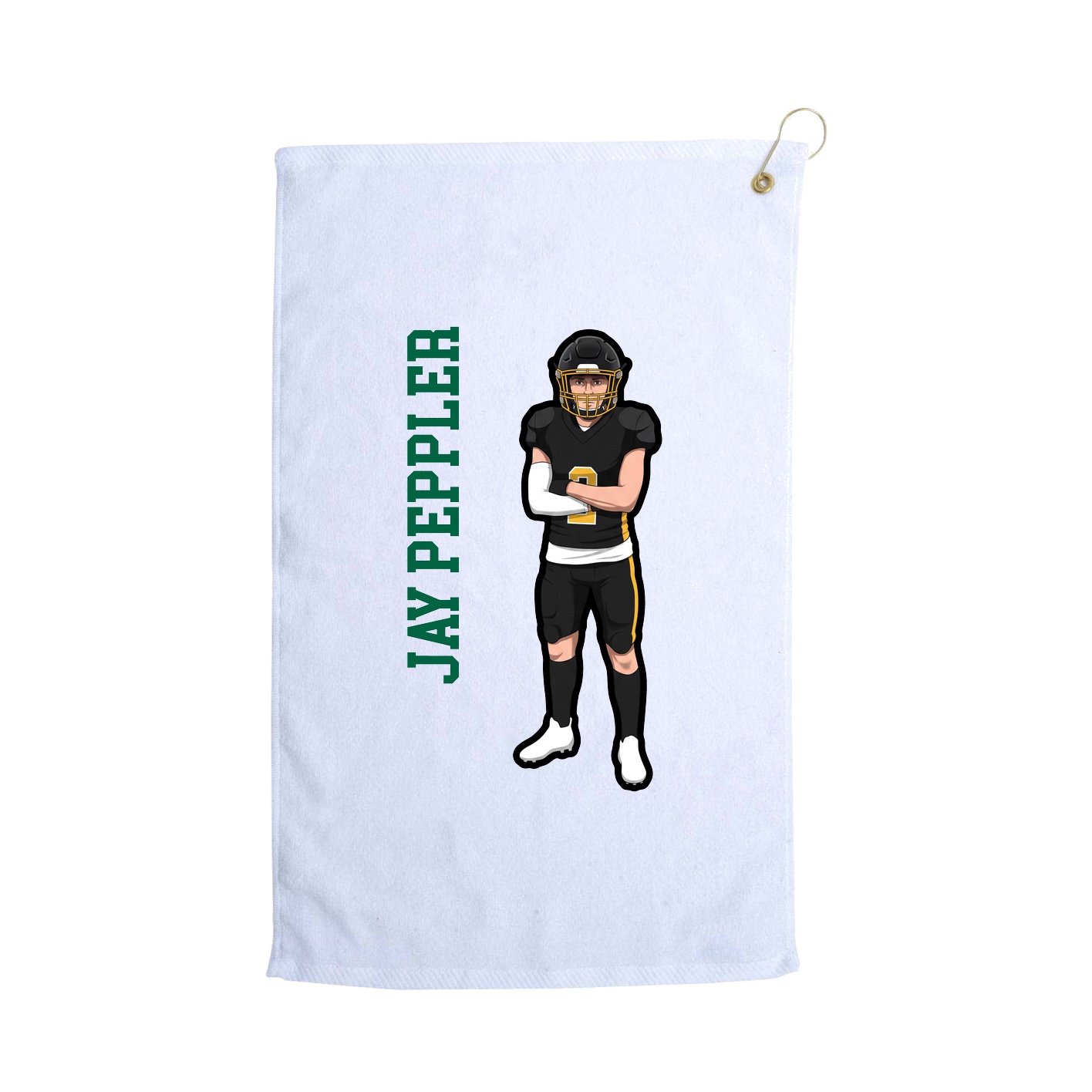 Golf Towel — Name Vertical in White