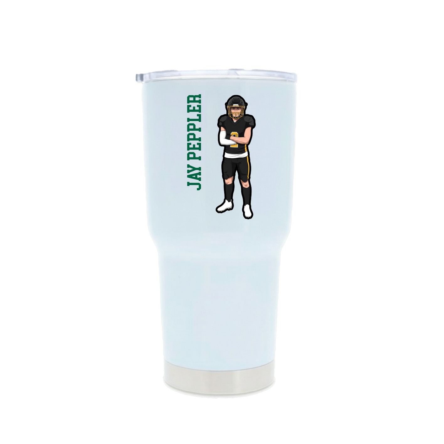 30oz Stainless Steel Tumbler — Name Vertical in White