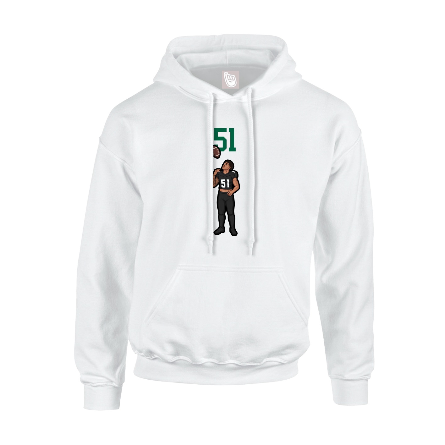 Youth Hoodie — Number Top in White