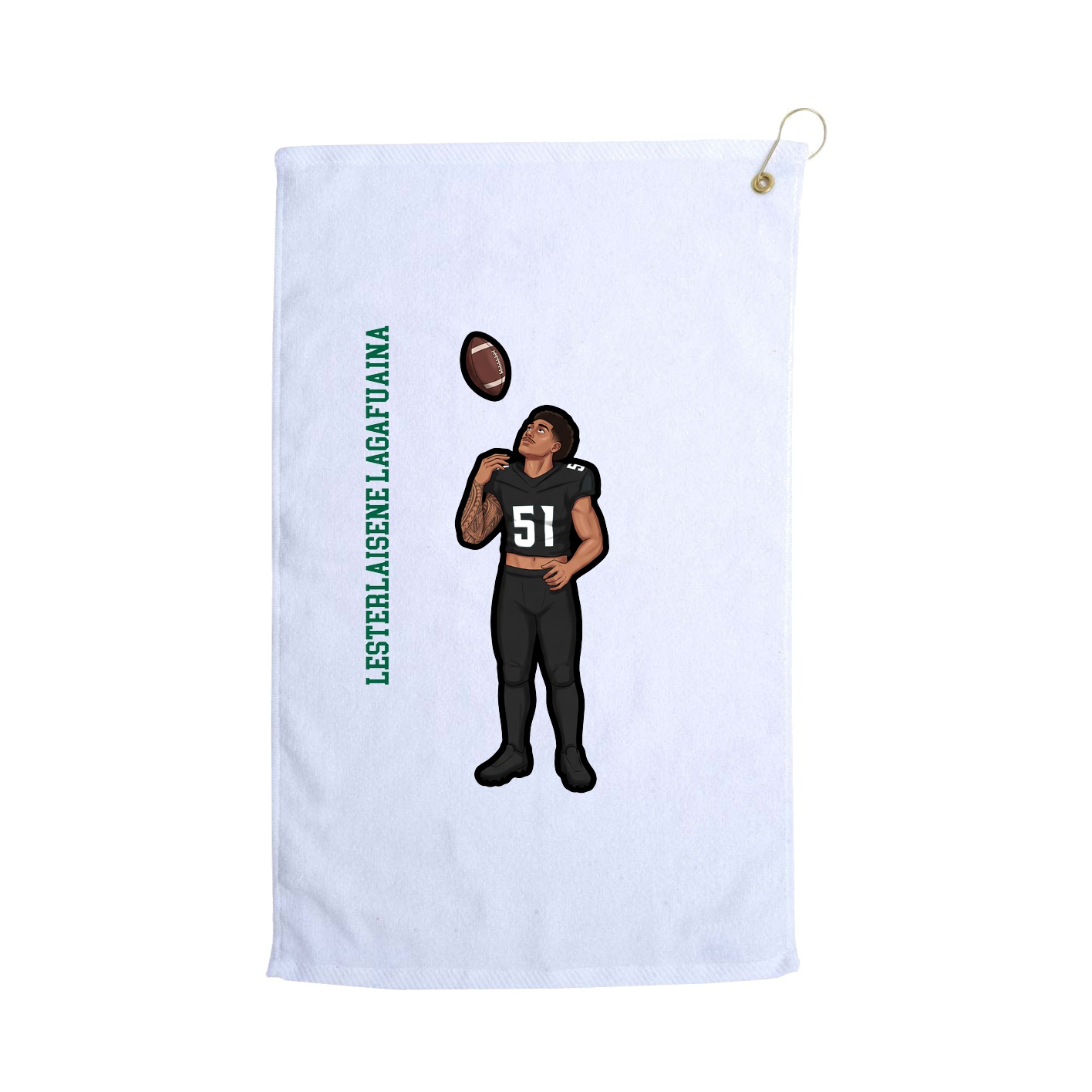 Golf Towel — Name Vertical in White