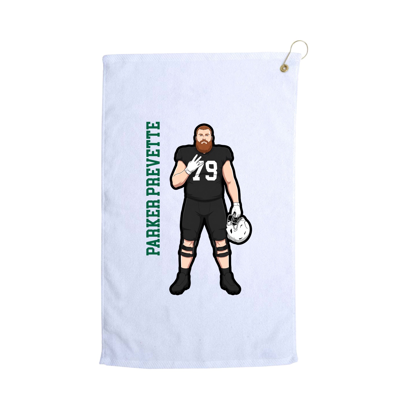 Golf Towel — Name Vertical in White