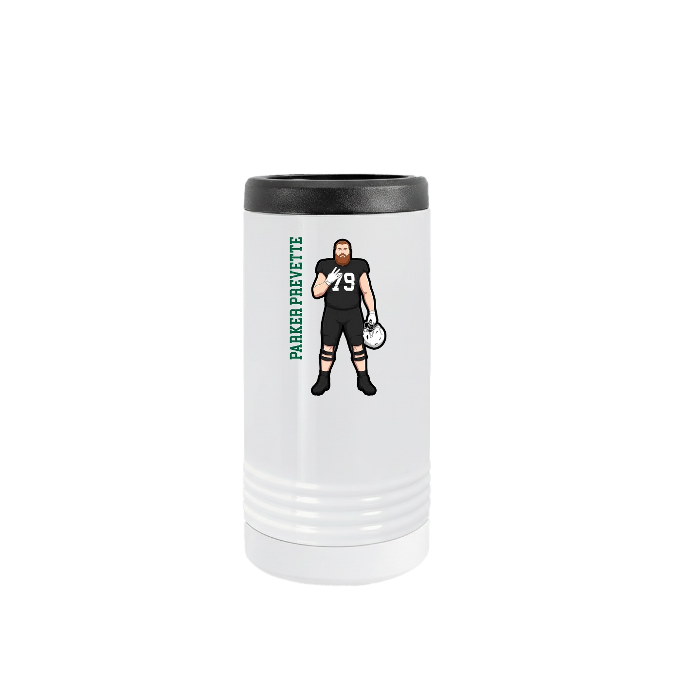 Slim Beverage Holder — Name Vertical in White