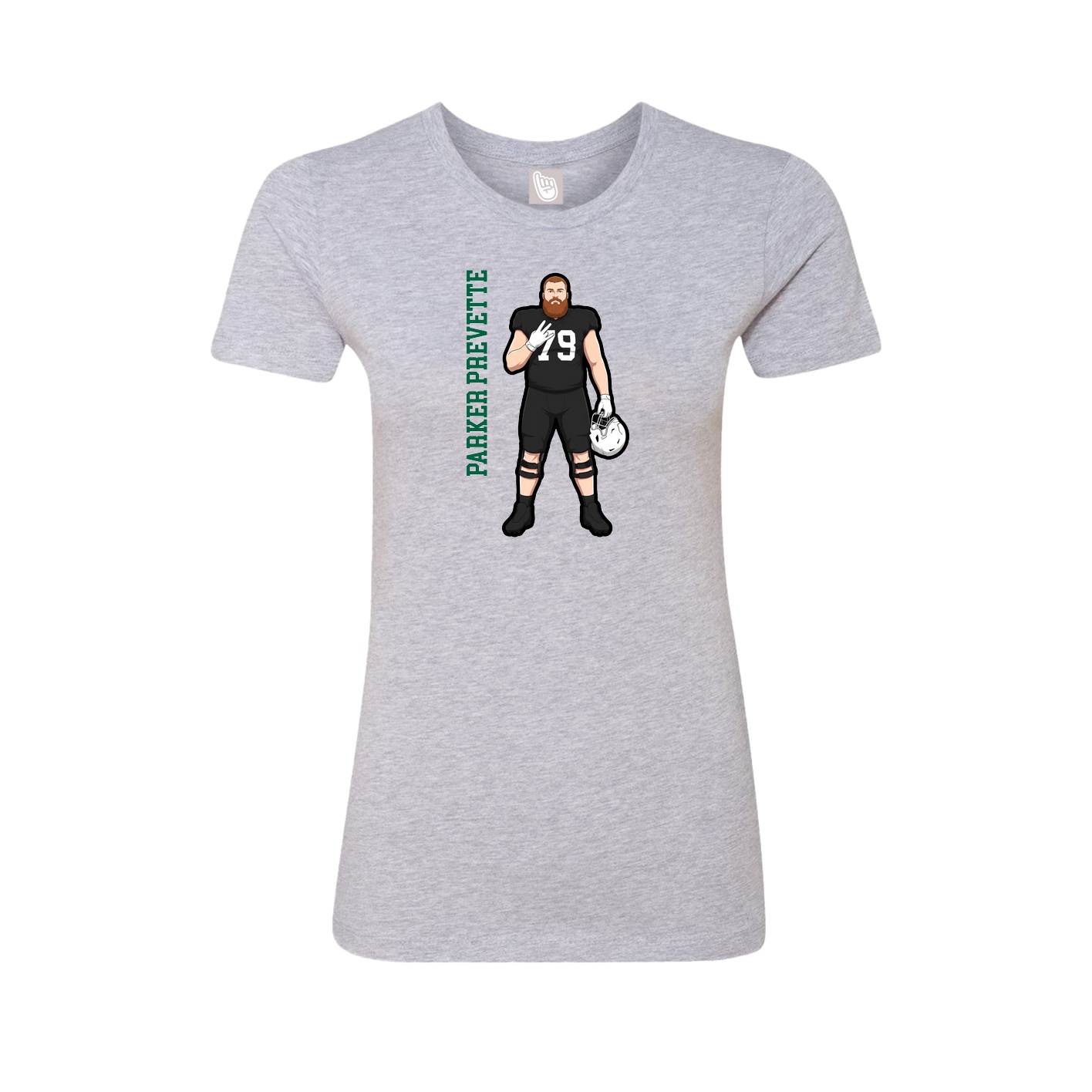 Fitted Women's Tee — Name Vertical in Grey