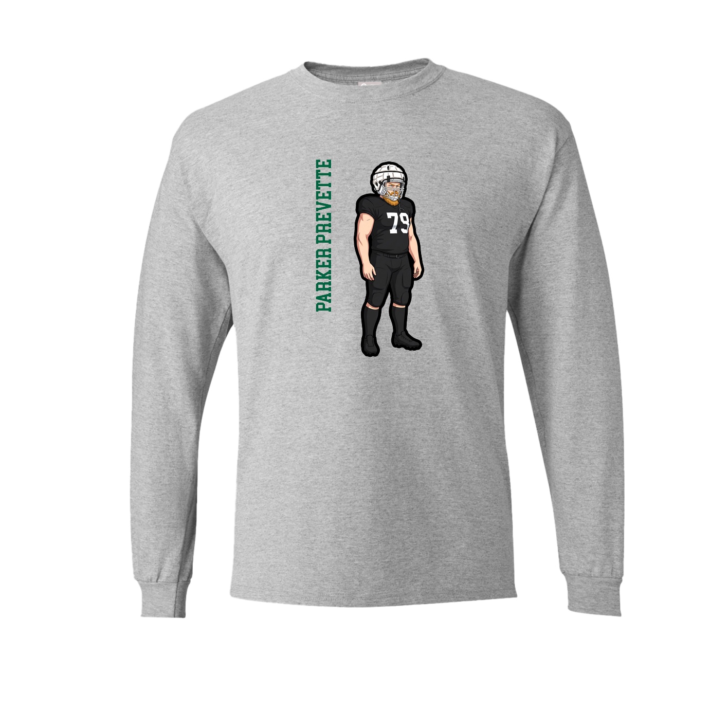 Long Sleeve Tee — Name Vertical in Grey