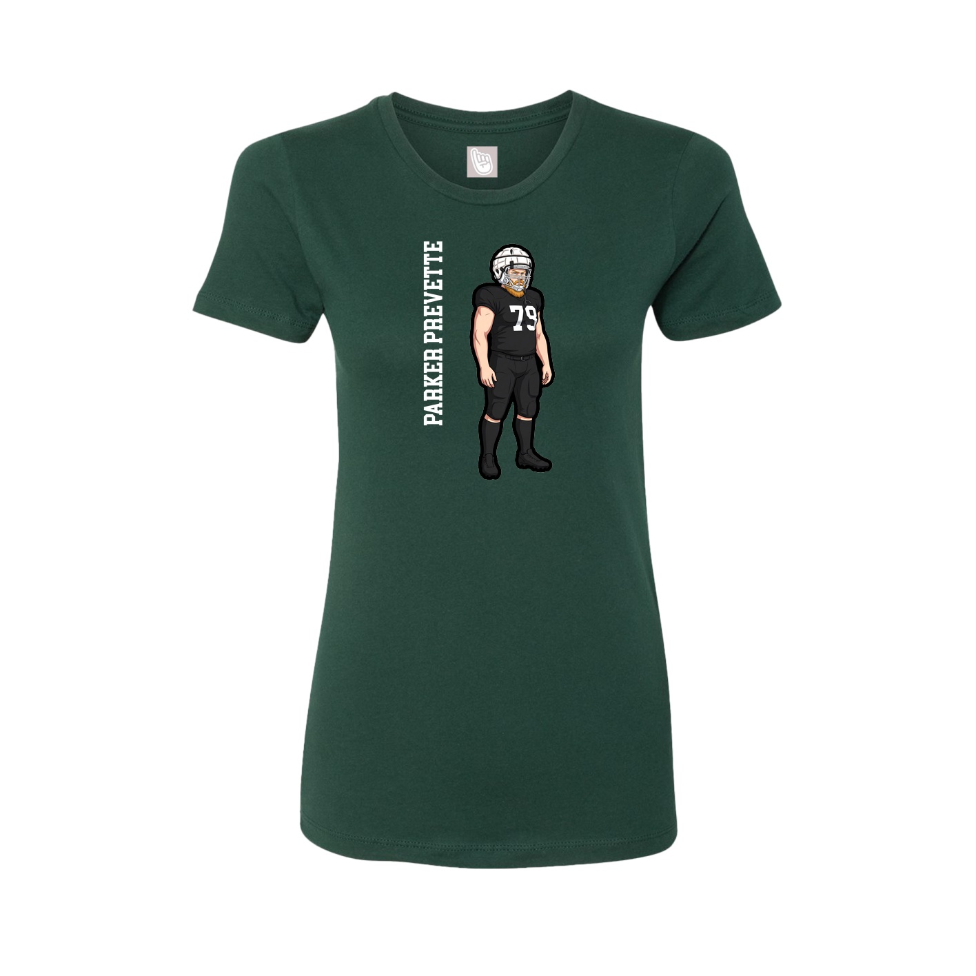 Fitted Women's Tee — Name Vertical in Green