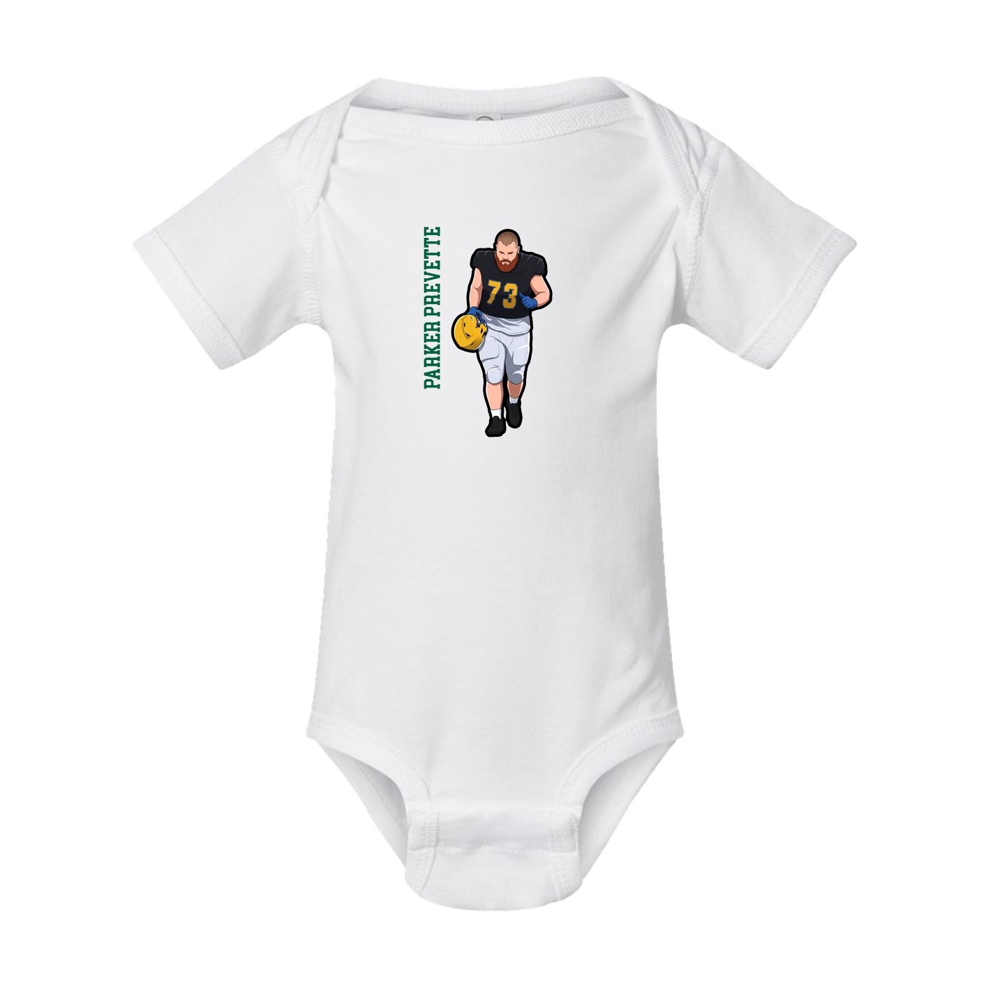 Baby Onesie — Name Vertical in White