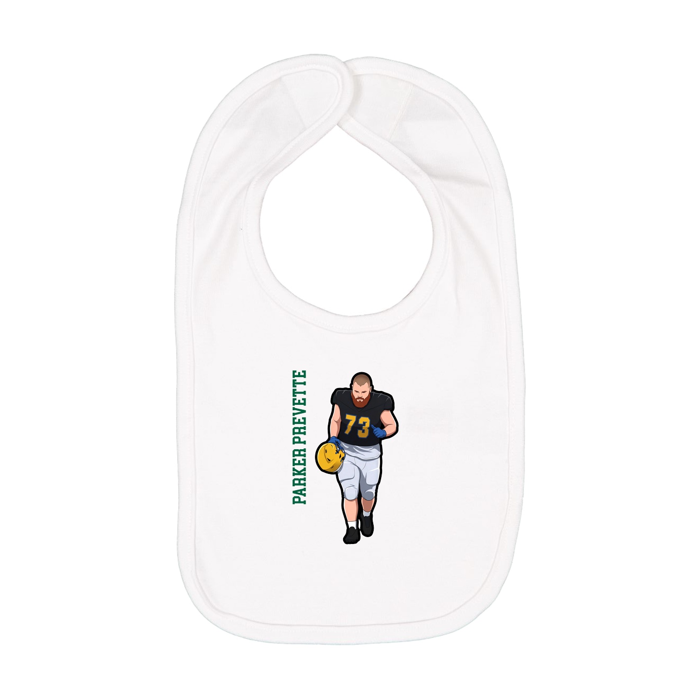 Infant Bib — Name Vertical in White