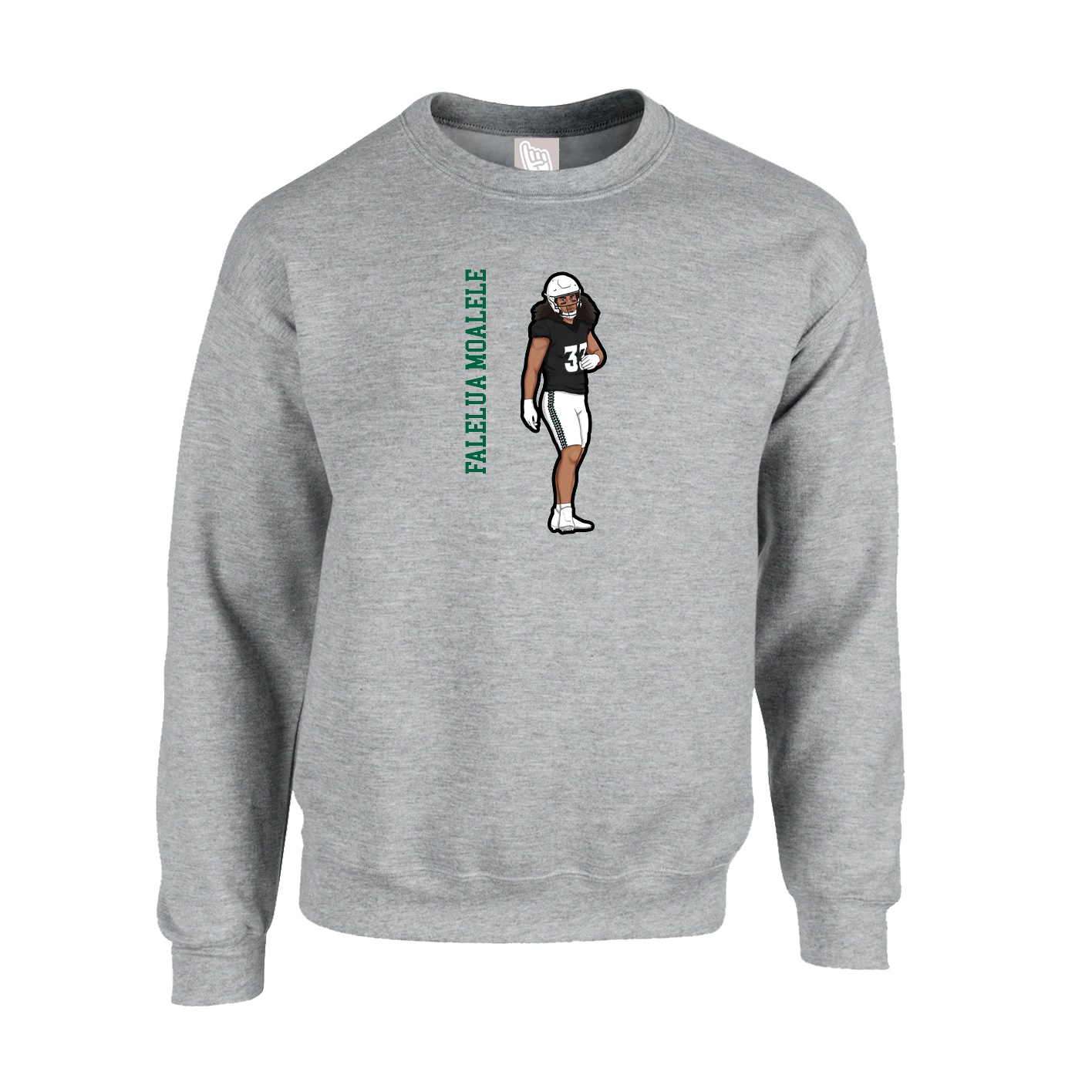 Fleece Crew — Name Vertical in Grey