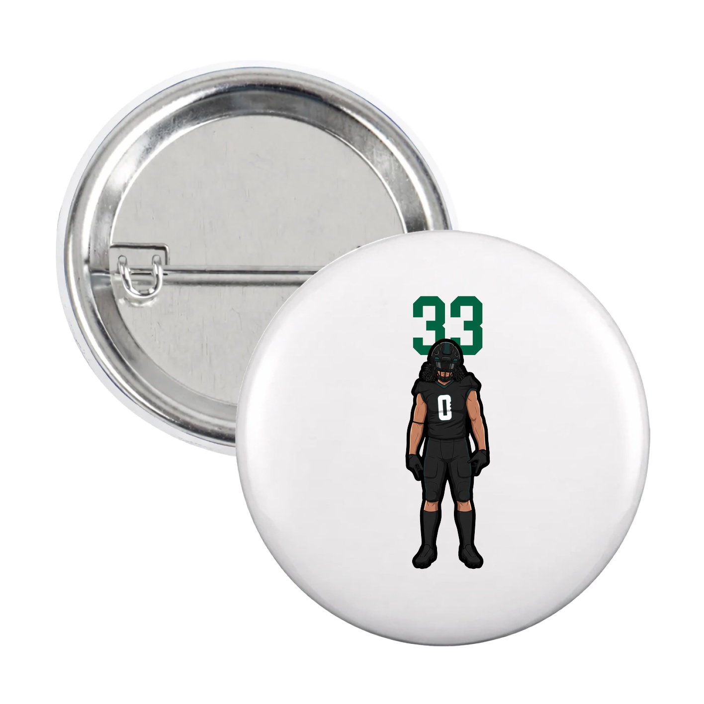 Game Day Button — Number Top in White