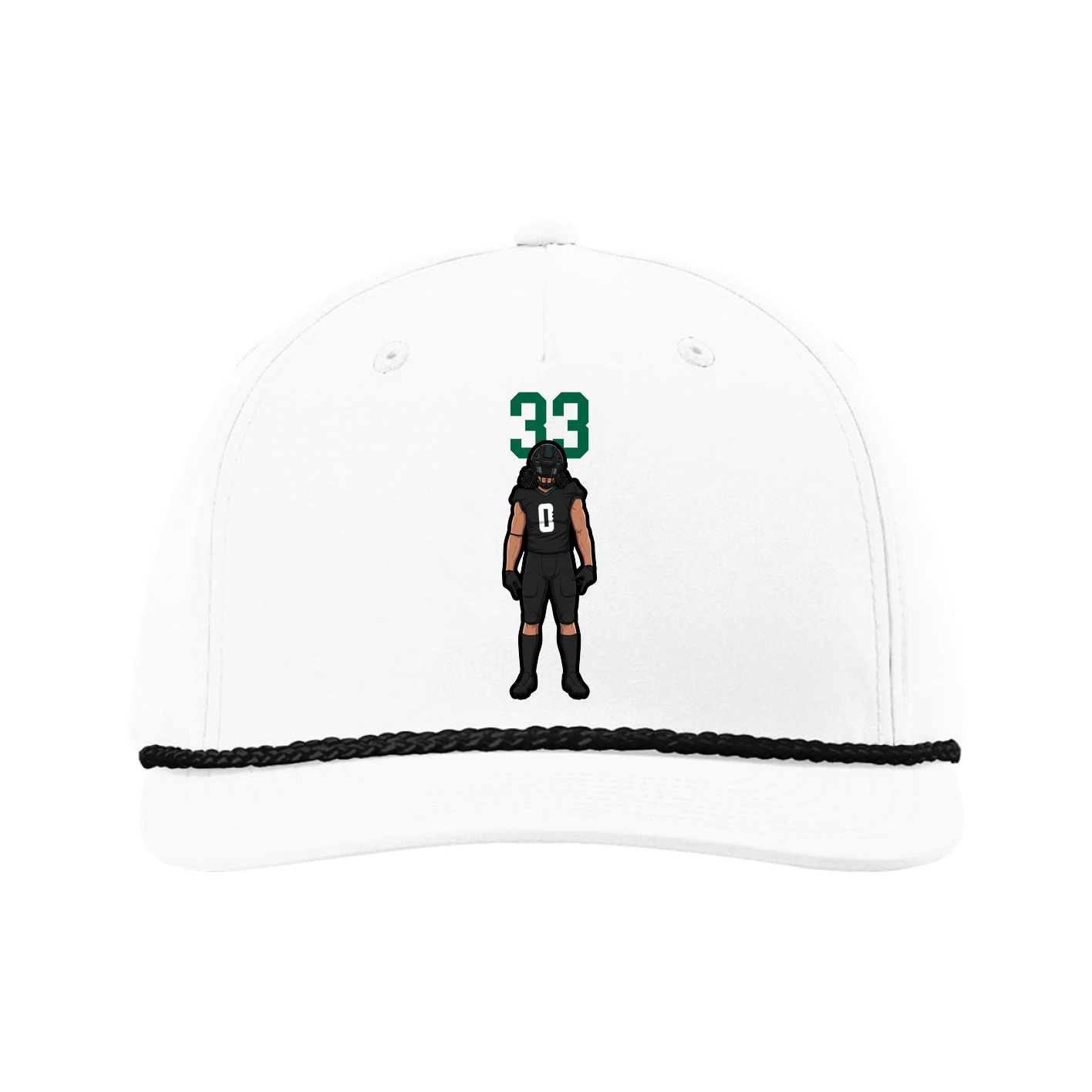 Five-Panel Classic Rope Cap — Number Top in White