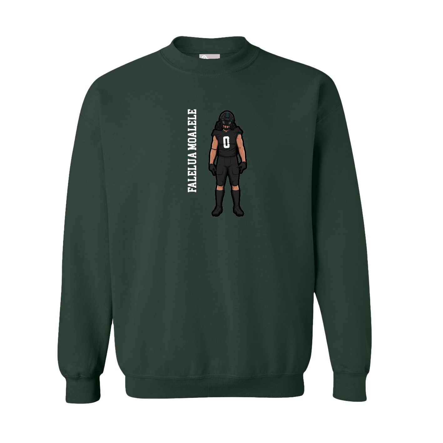 Fleece Crew — Name Vertical in Green