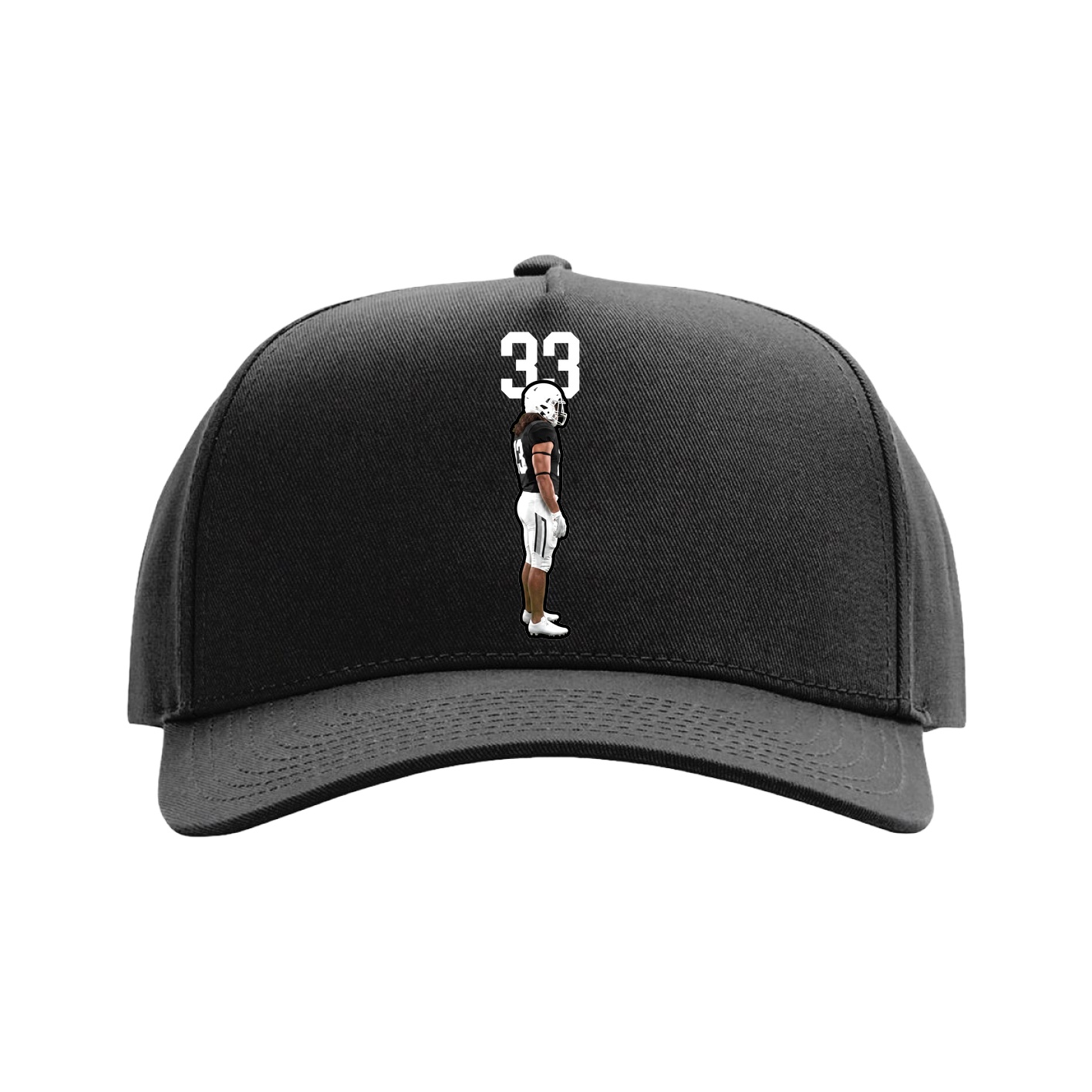 Full Fabric Five-Panel Champ Cap — Number Top in Black
