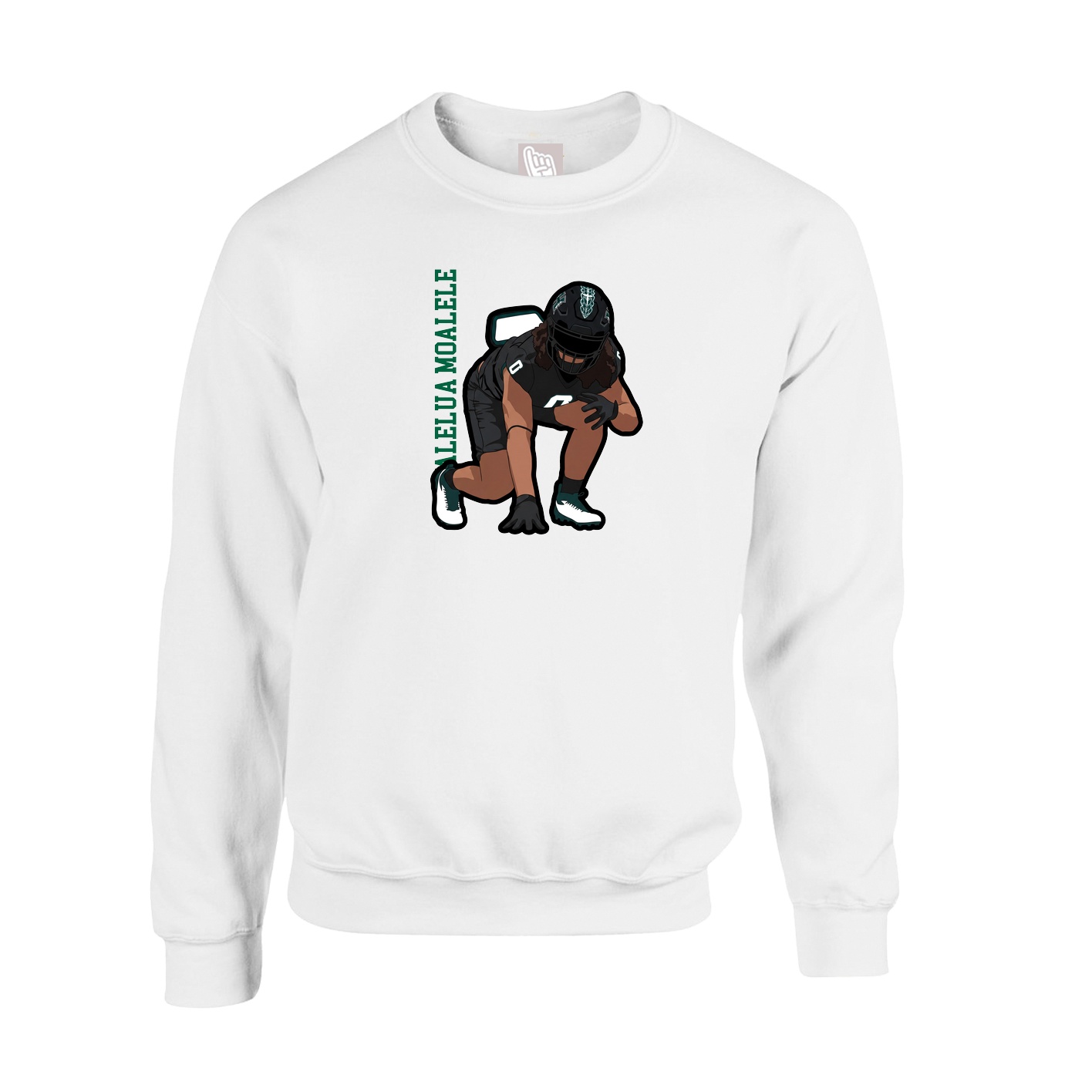 Fleece Crew — Name Vertical in White