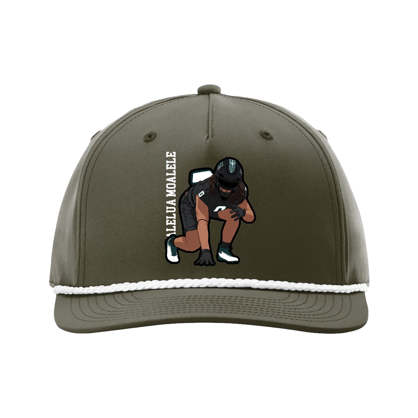 Five-Panel Classic Rope Cap — Name Vertical in Green
