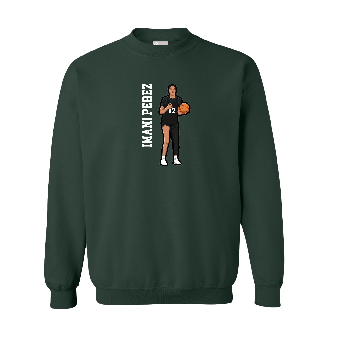 Fleece Crew — Name Vertical in Green