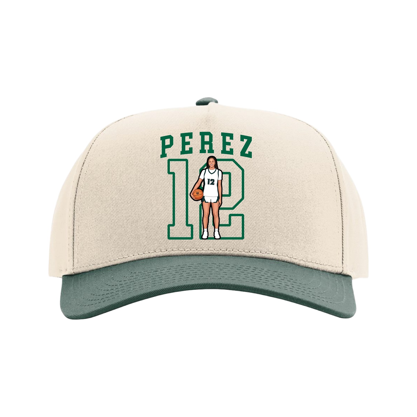 Full Fabric Five-Panel Champ Cap — Shirsey in Cream/Green