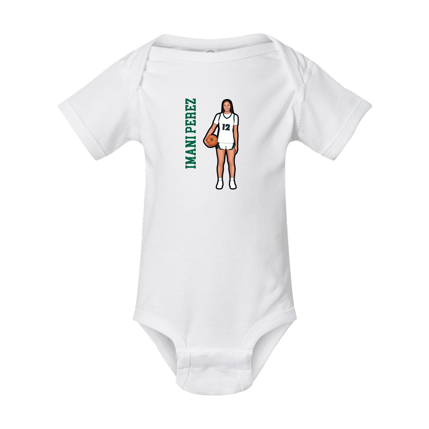 Baby Onesie — Name Vertical in White
