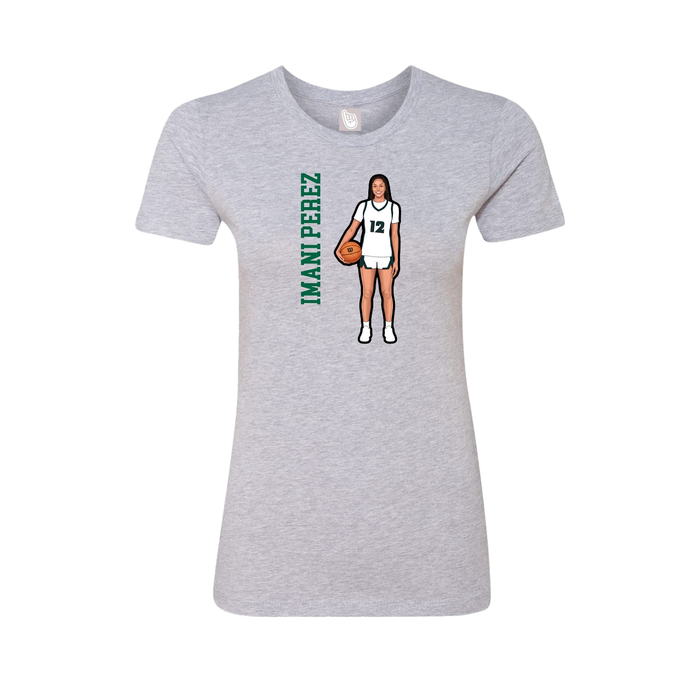 Womens Tee — Name Vertical in Grey