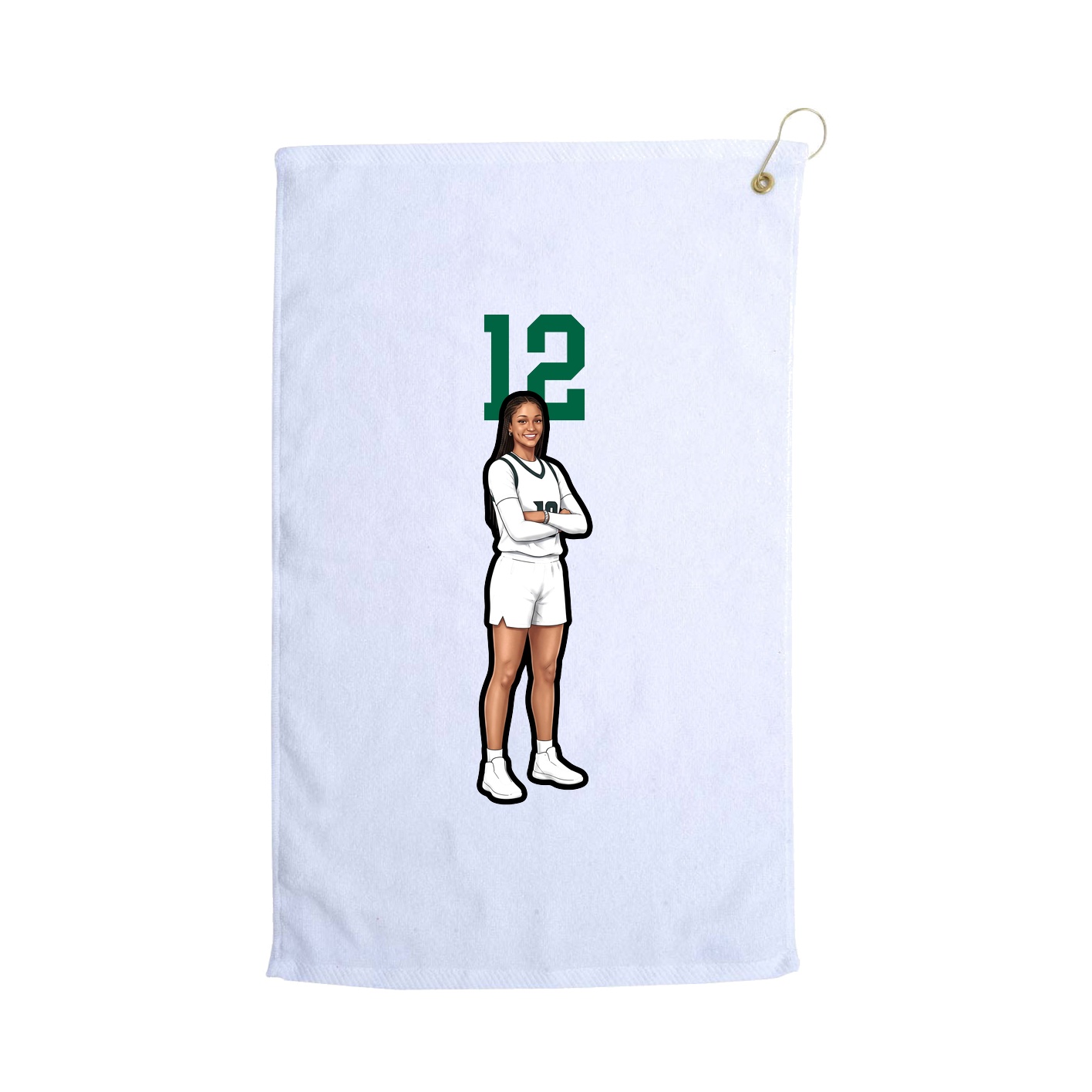 Golf Towel — Number Top in White