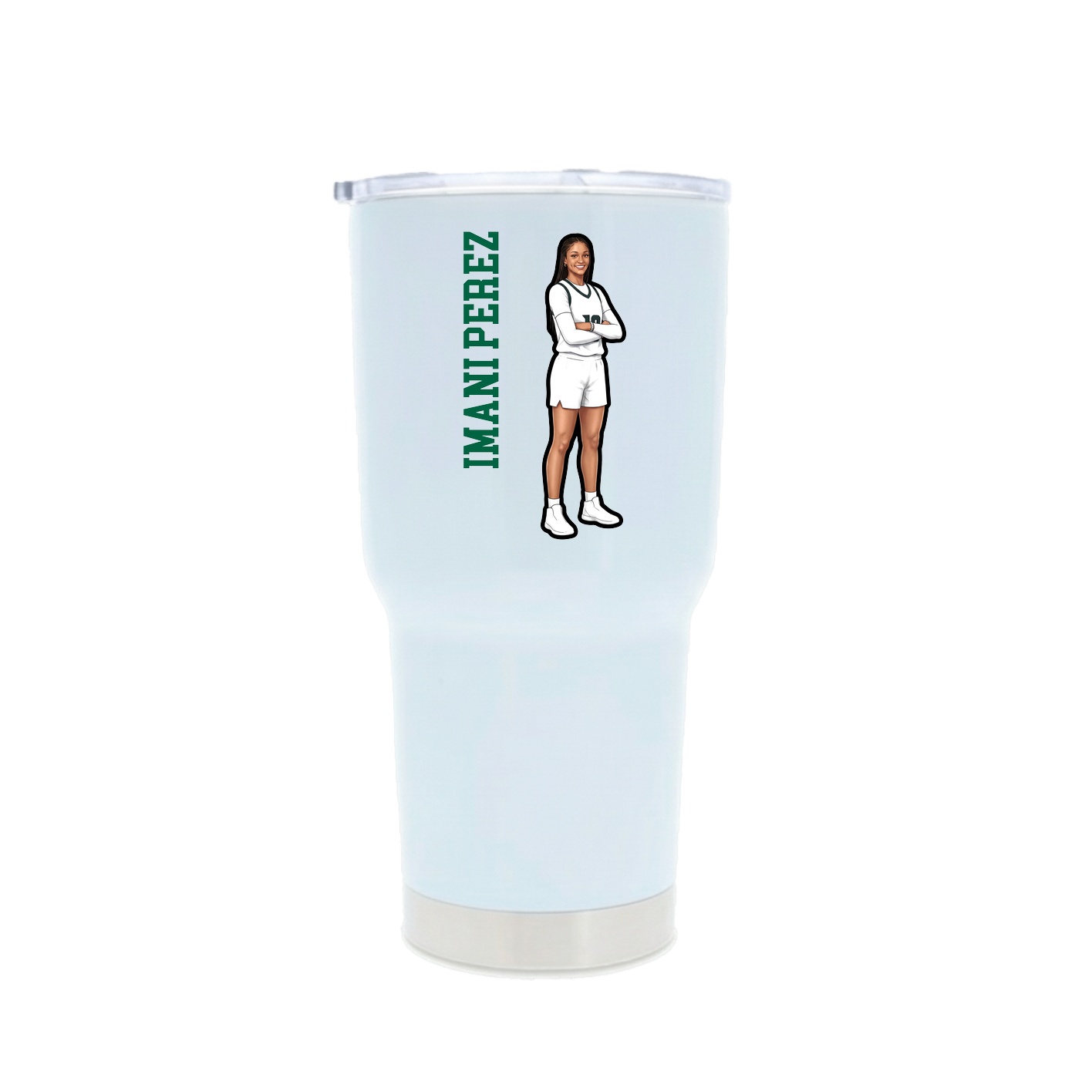 30oz Stainless Steel Tumbler — Name Vertical in White