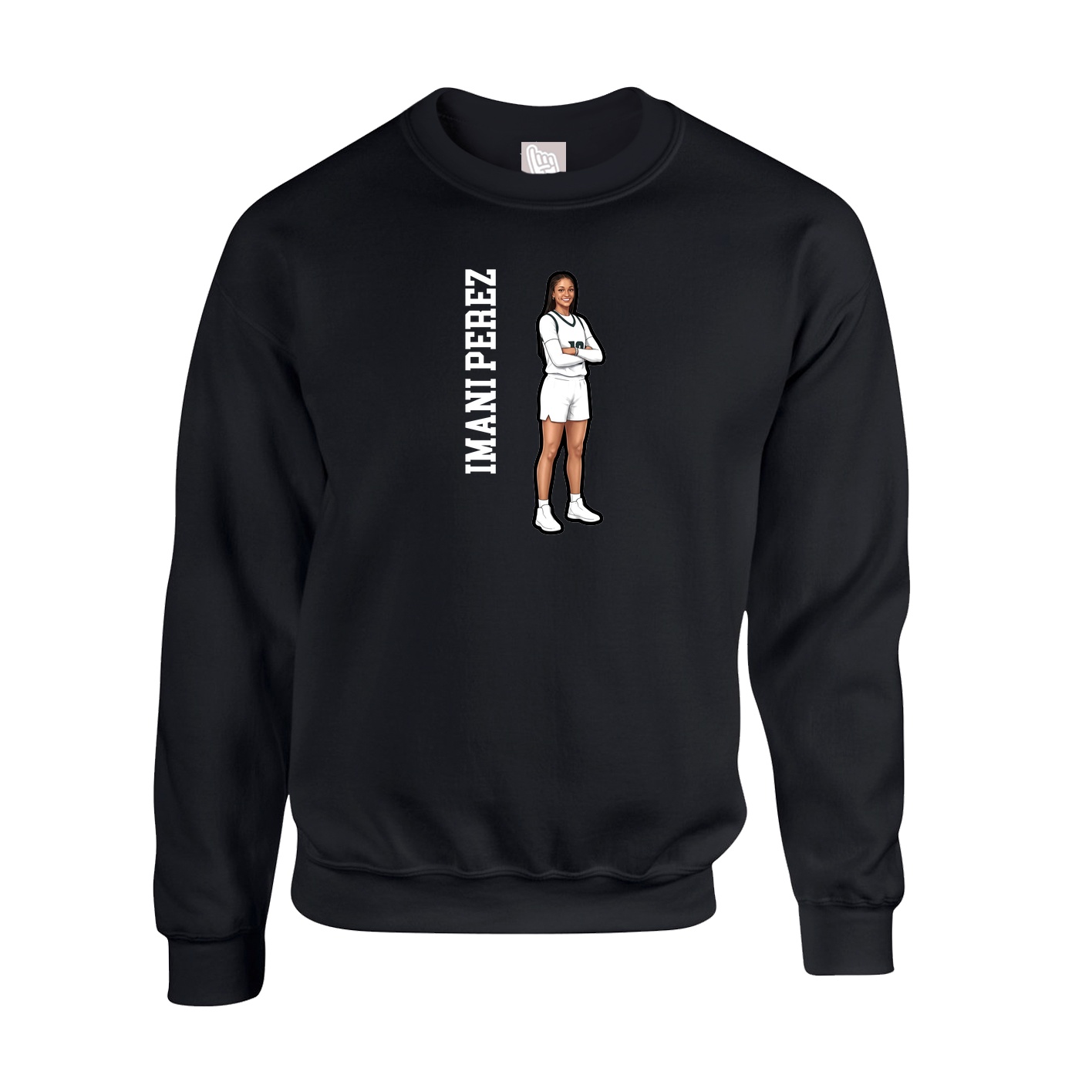 Fleece Crew — Name Vertical in Black