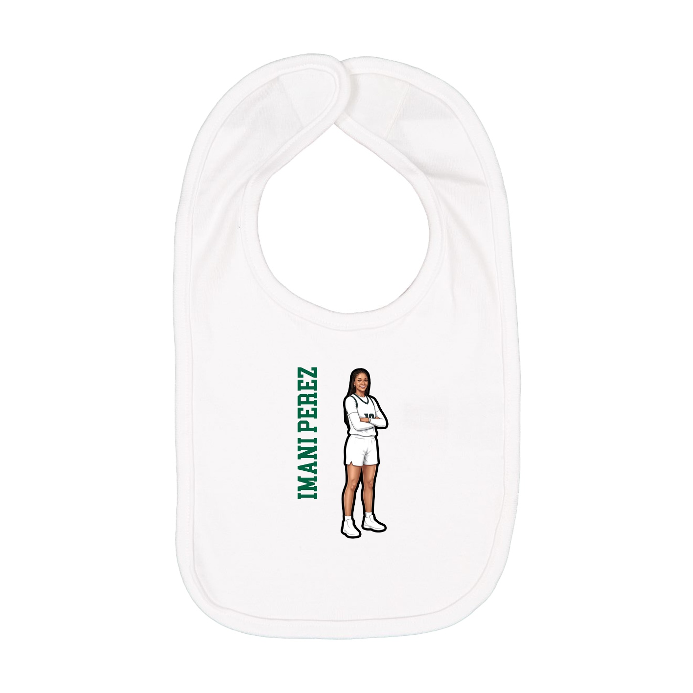 Infant Bib — Name Vertical in White