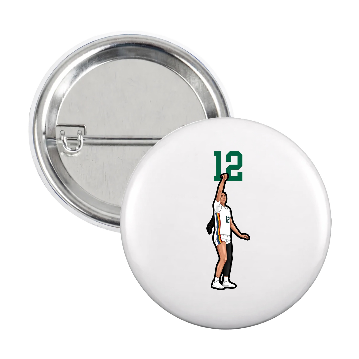 Game Day Button — Number Top in White