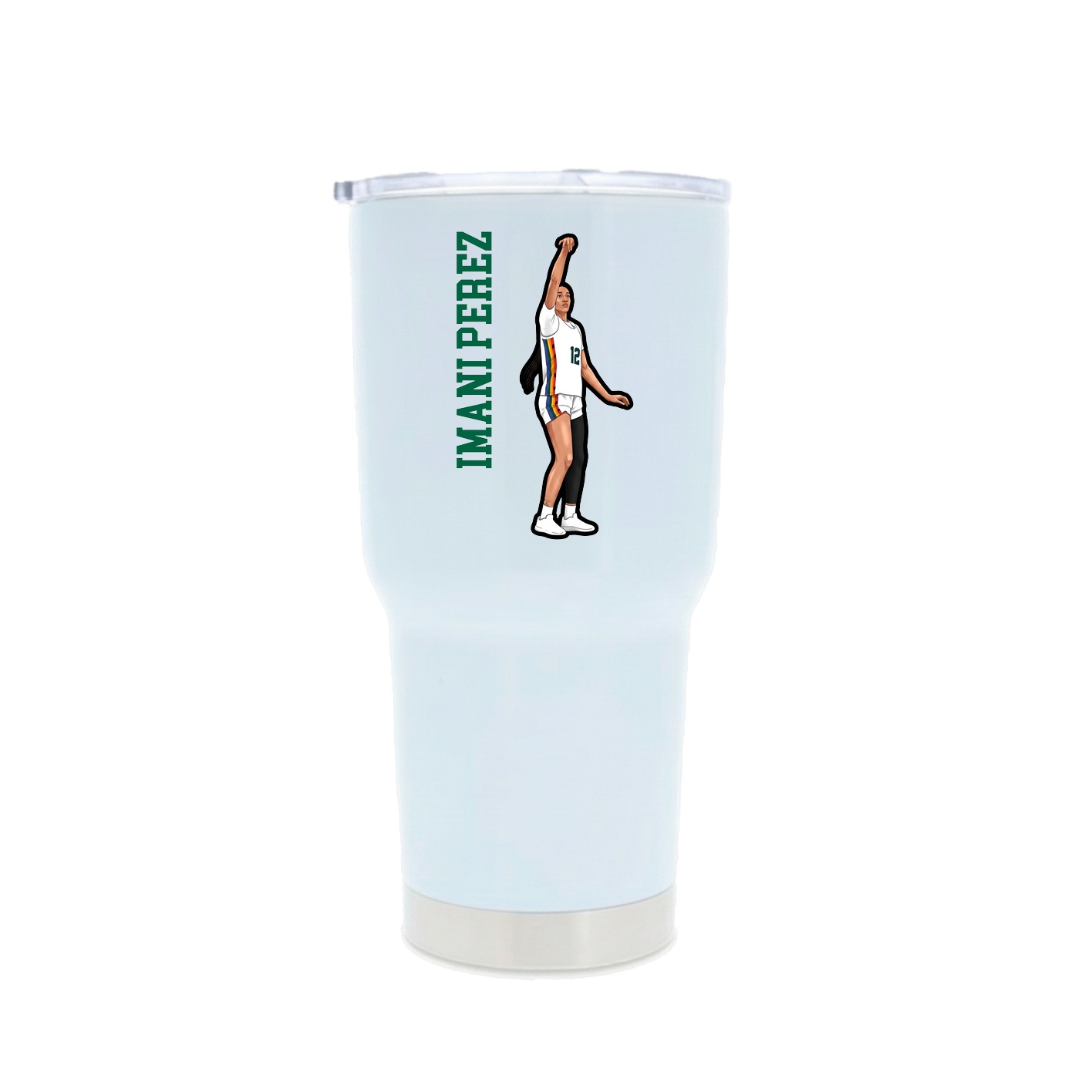 30oz Stainless Steel Tumbler — Name Vertical in White