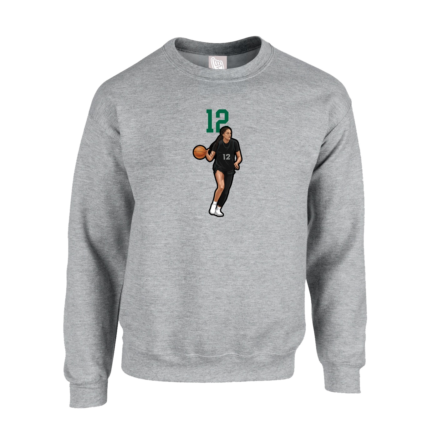 Fleece Crew — Number Top in Grey