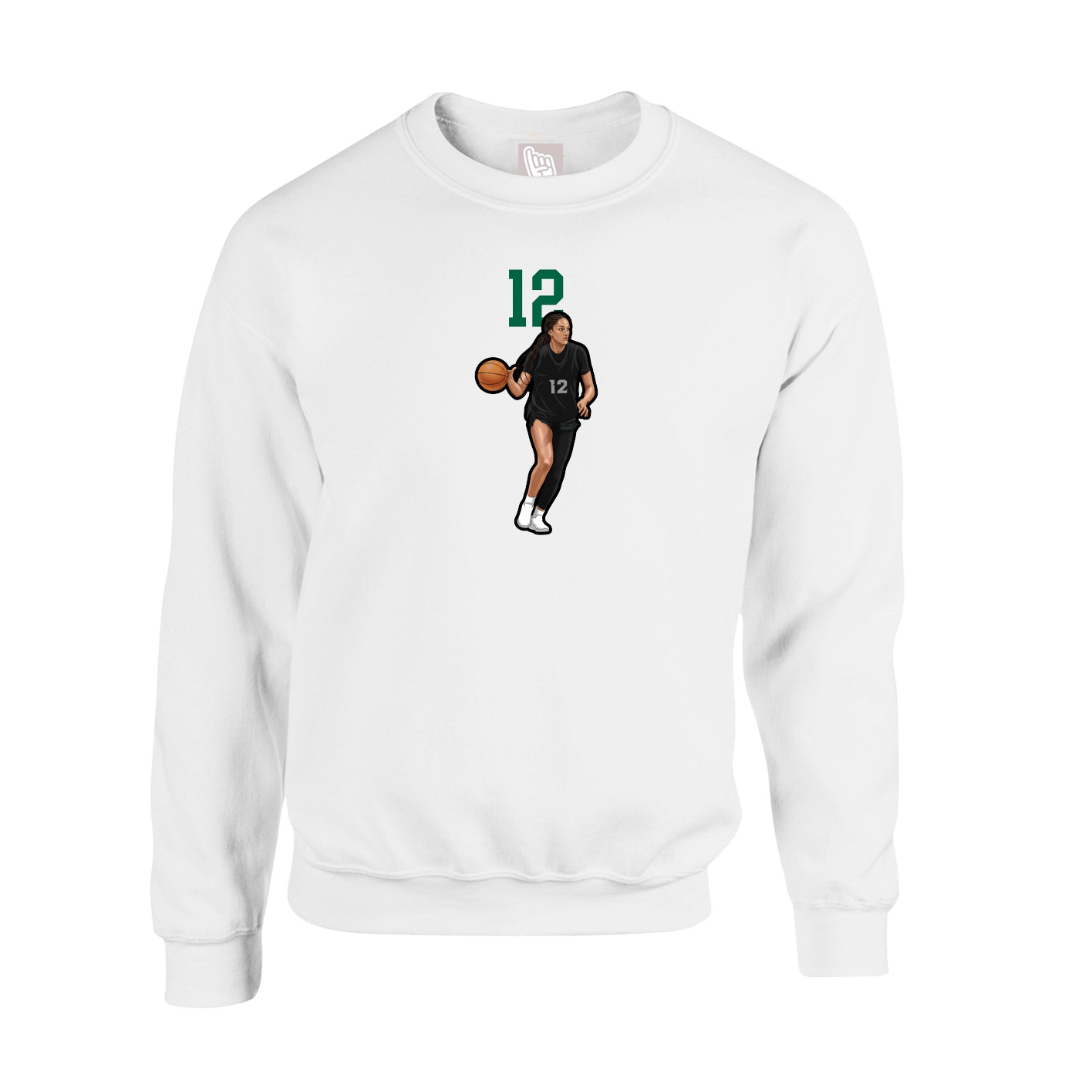 Fleece Crew — Number Top in White