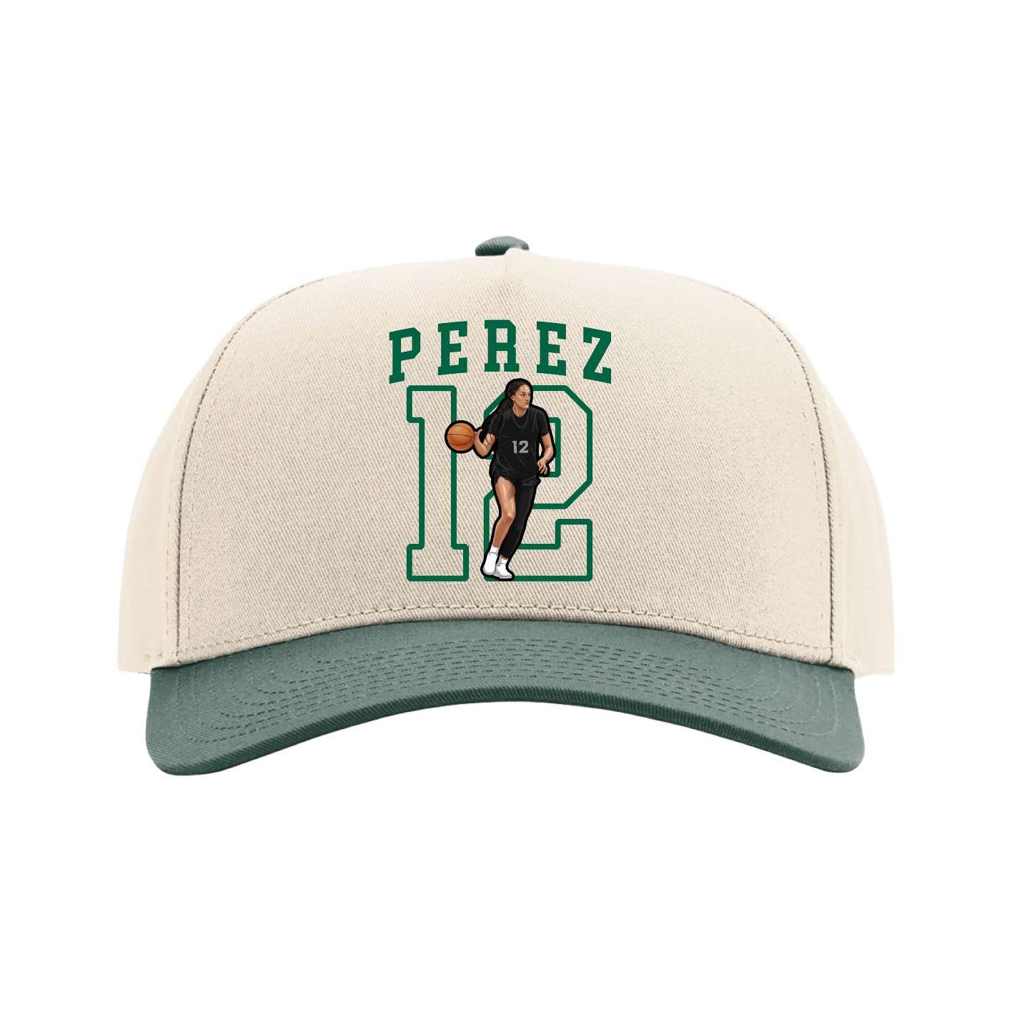 Full Fabric Five-Panel Champ Cap — Shirsey in Cream/Green