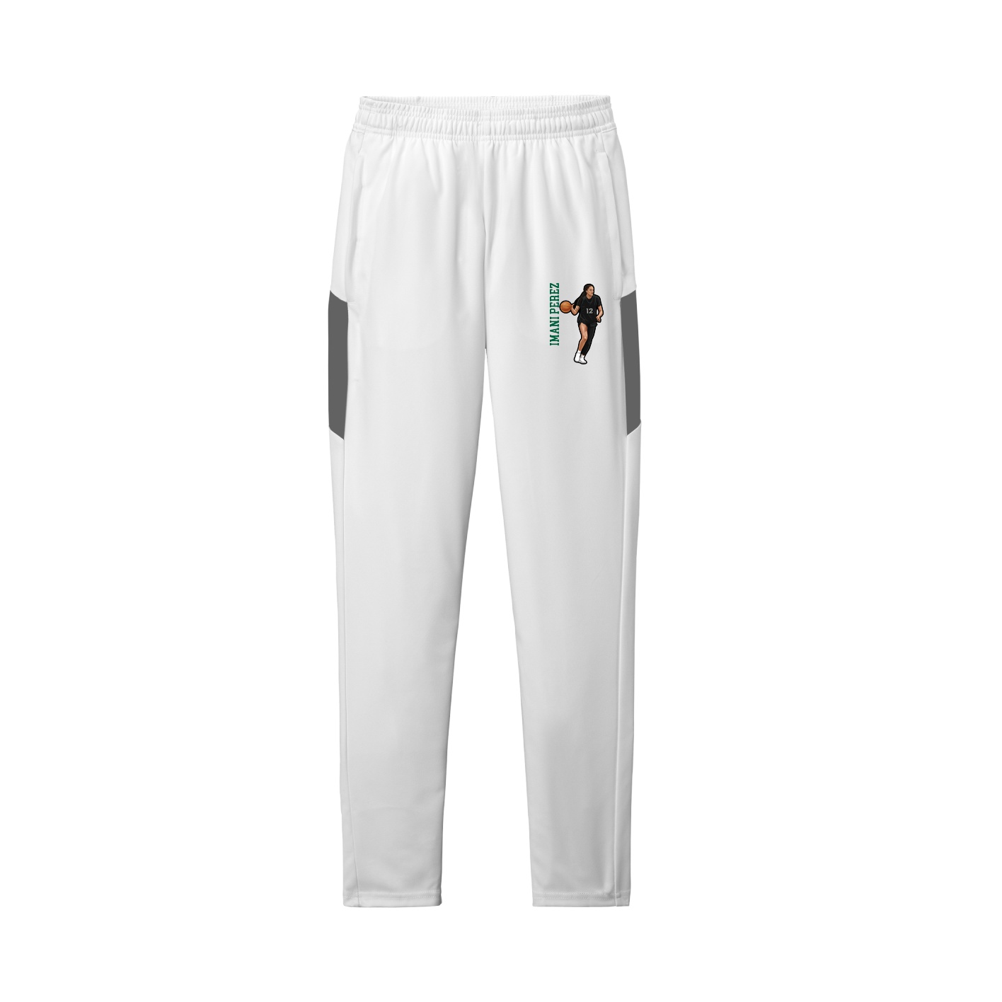 Team Travel Pant — Name Vertical in White/Grey