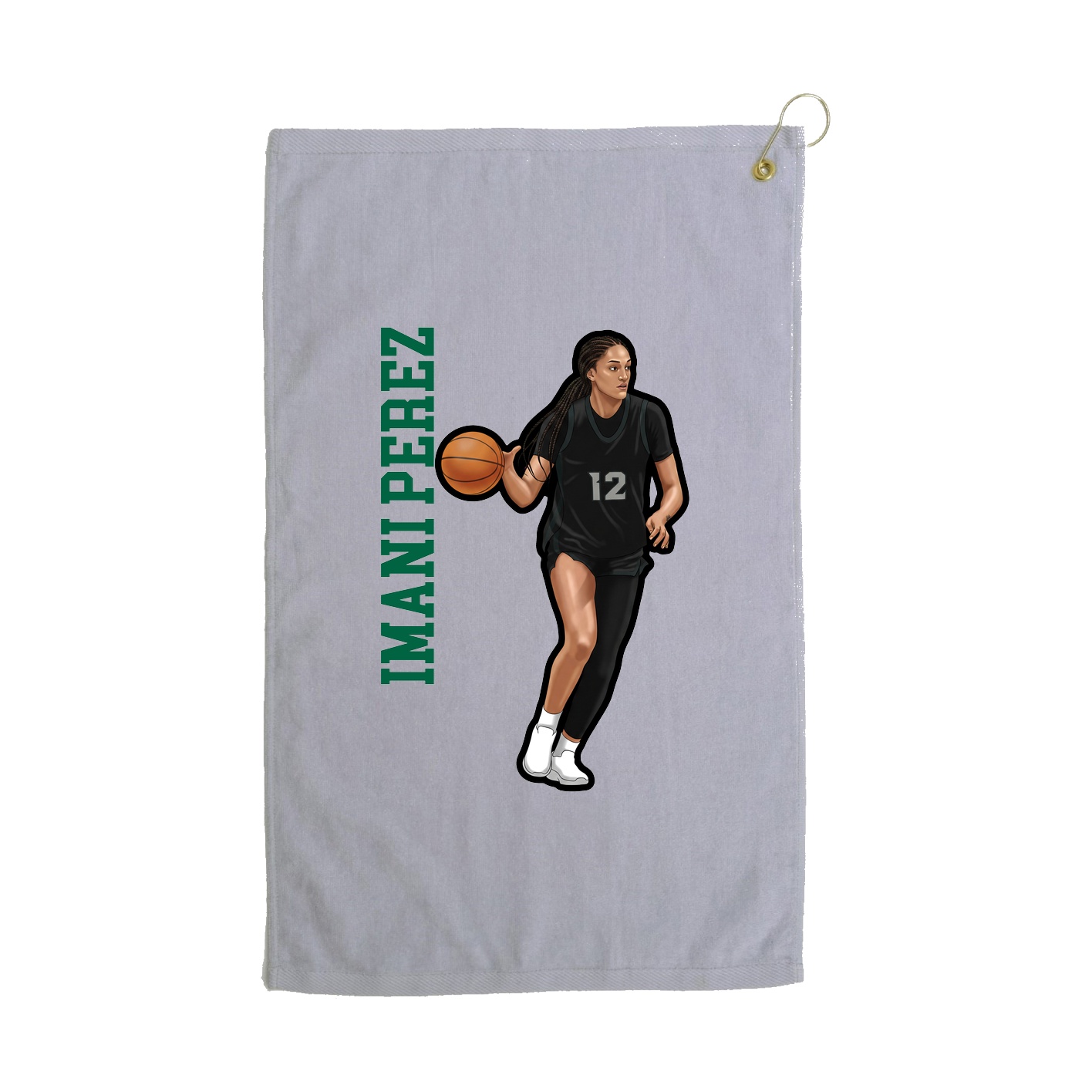 Golf Towel — Name Vertical in Grey
